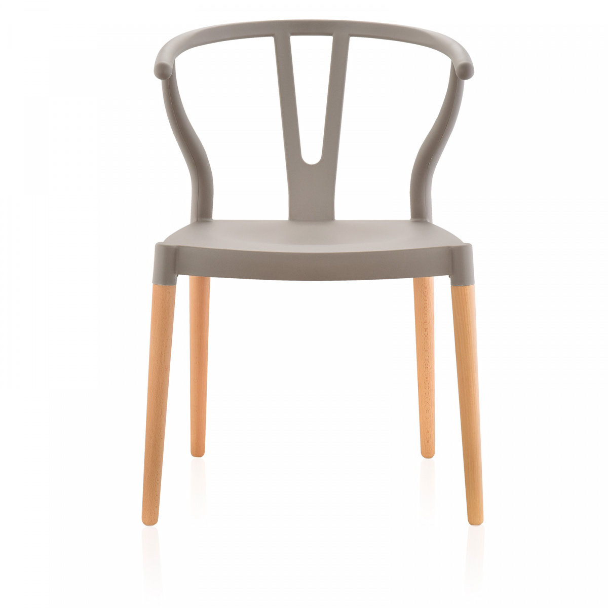Wishbone Chair Light Grey Seat Wooden Feet-PP Chair