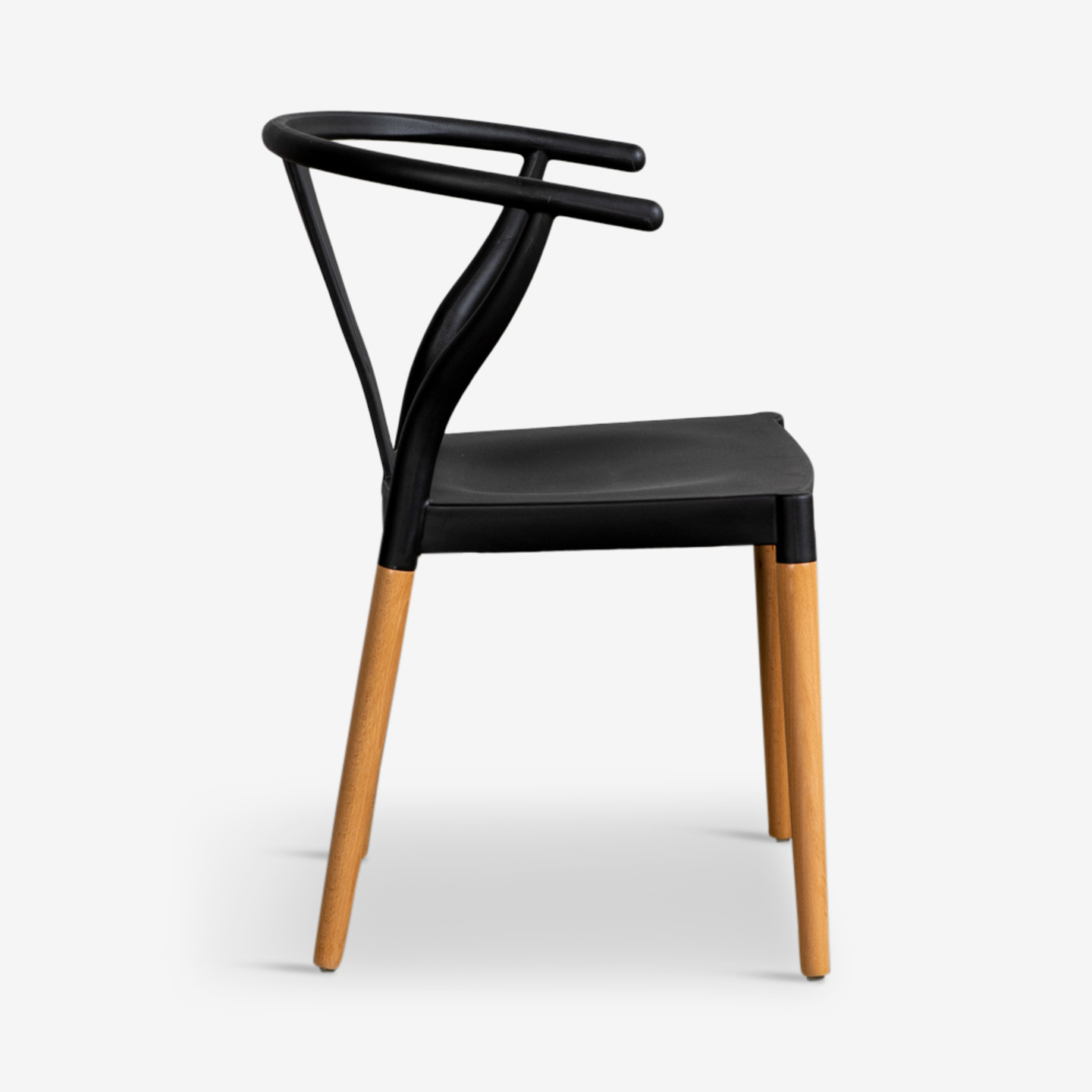Wishbone Chair Black Seat Wooden Feet-PP Chair