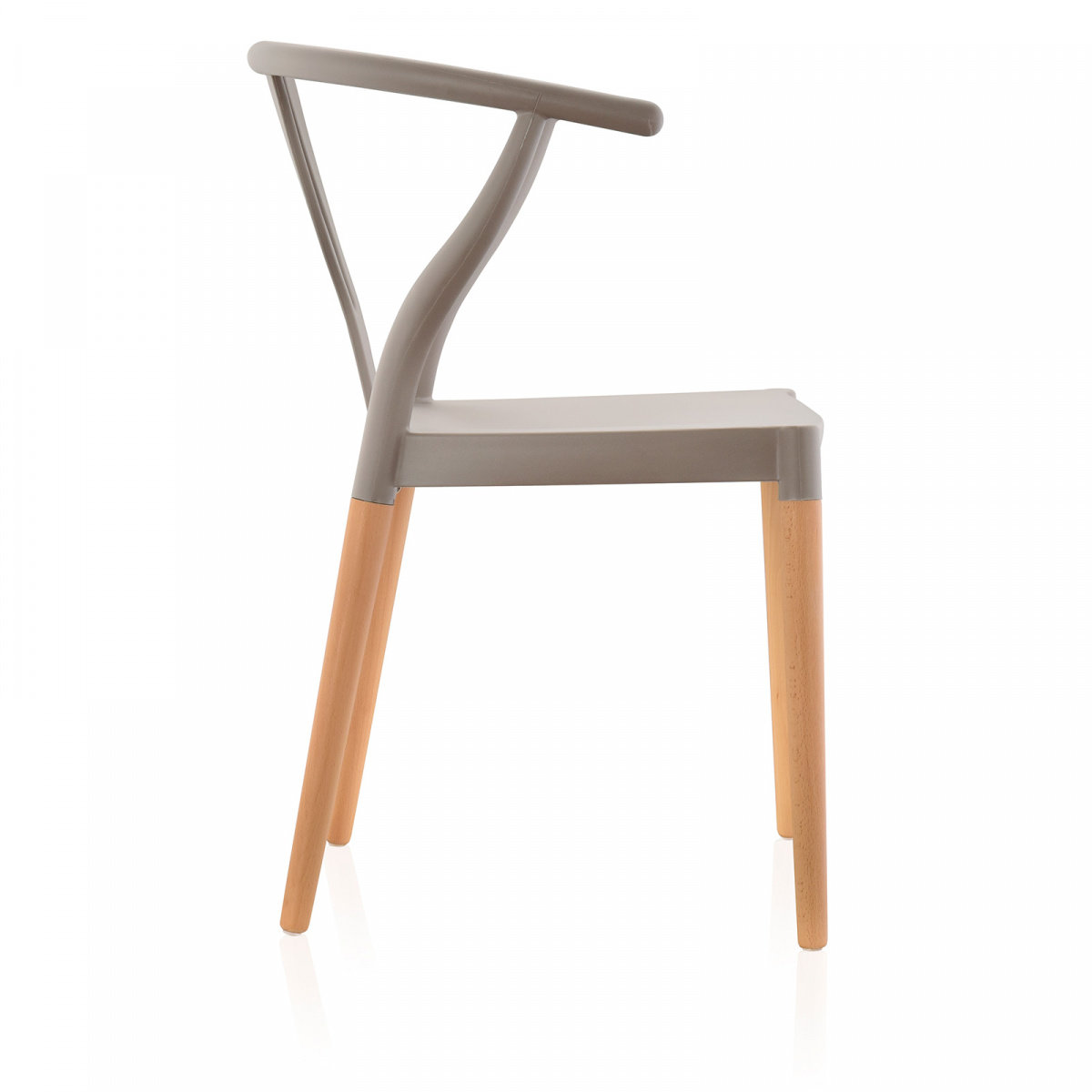 Wishbone Chair Light Grey Seat Wooden Feet-PP Chair