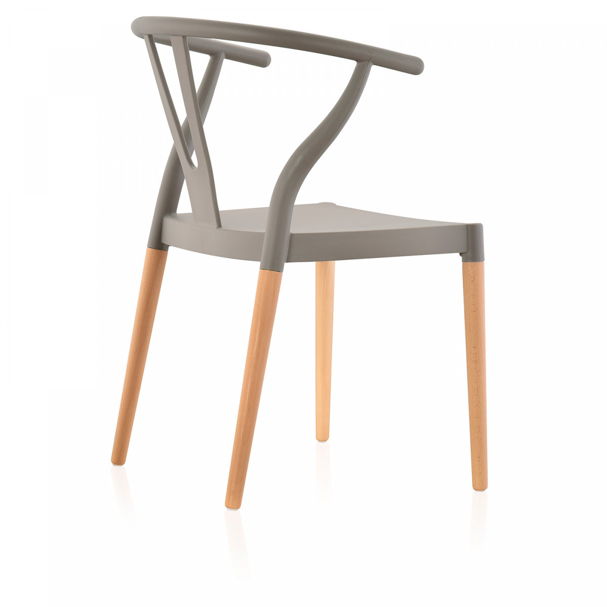 Wishbone Chair Light Grey Seat Wooden Feet-PP Chair