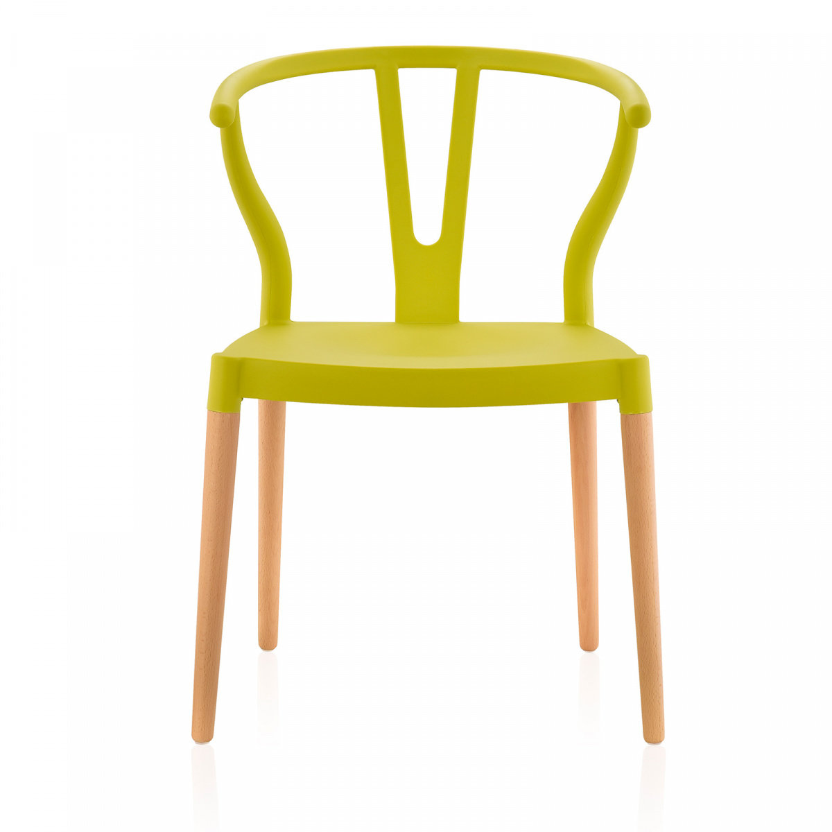 Wishbone Chair Yellow Seat Wooden Feet-PP Chair