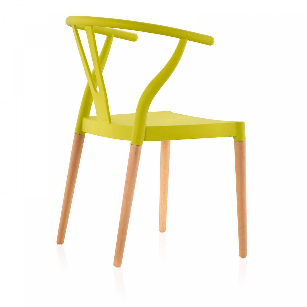 Wishbone Chair Yellow Seat Wooden Feet-PP Chair