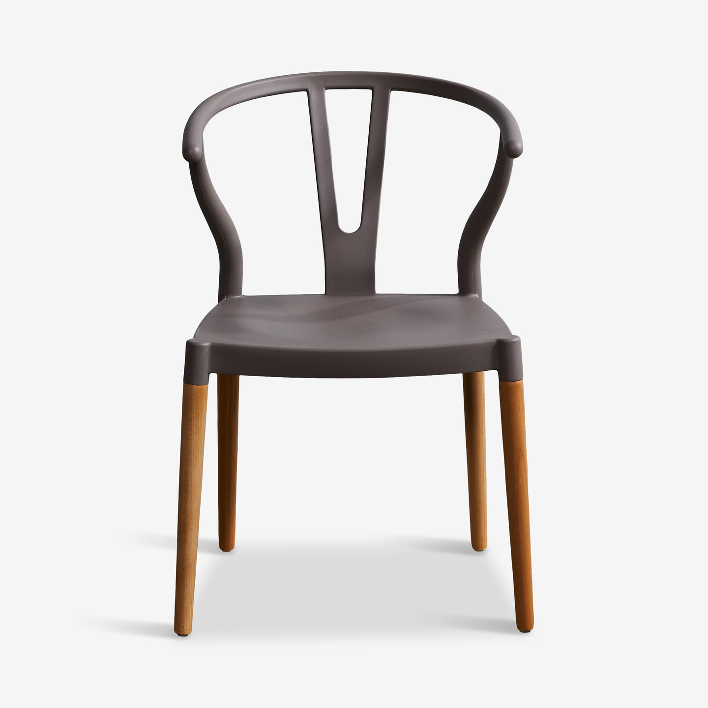 Wishbone Chair Dark Grey Seat Wooden Feet-PP Chair