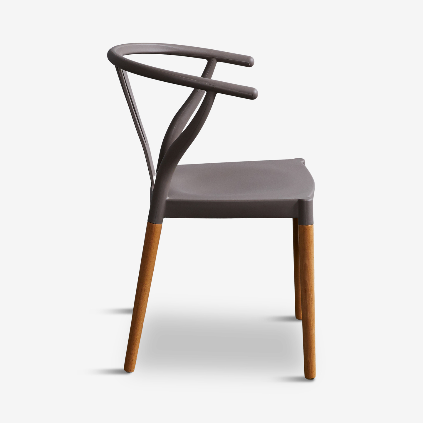 Wishbone Chair Dark Grey Seat Wooden Feet-PP Chair