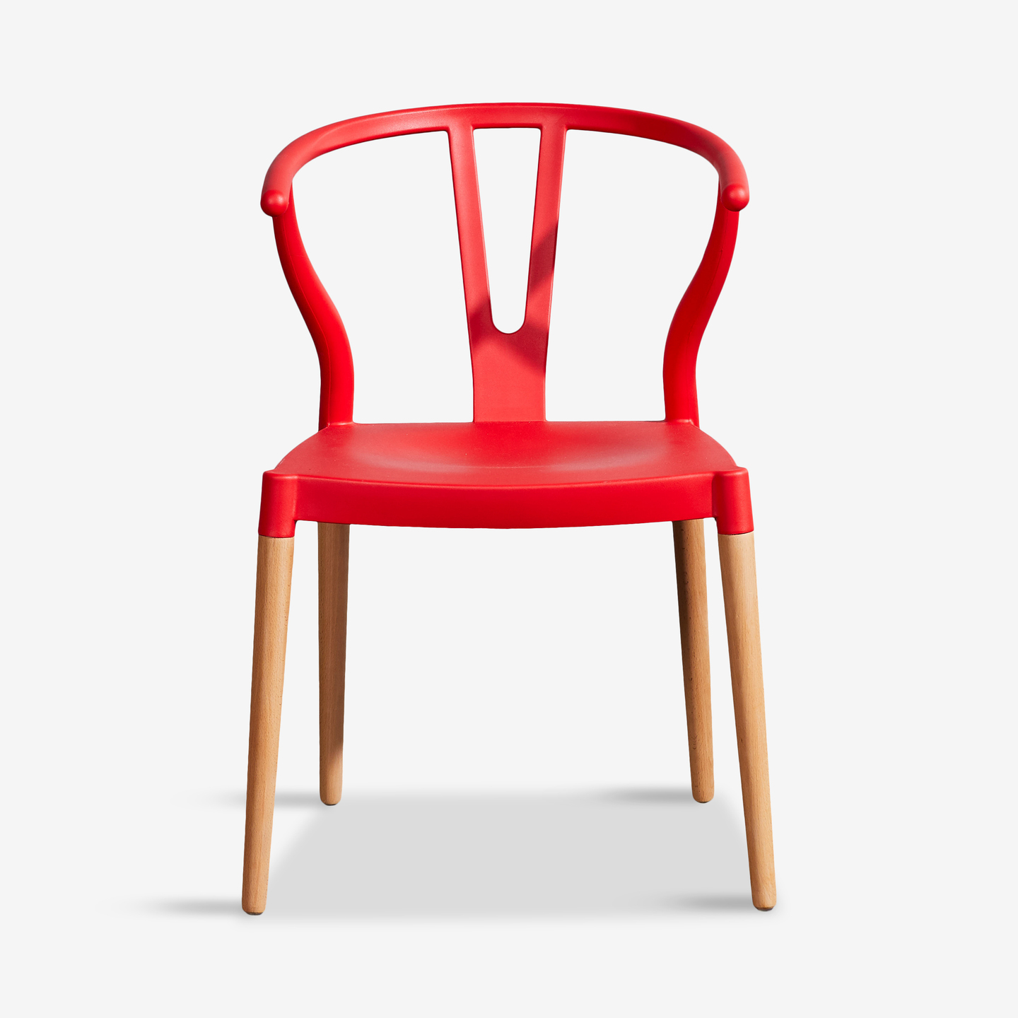 Wishbone Chair Red Seat Wooden Feet-PP Chair