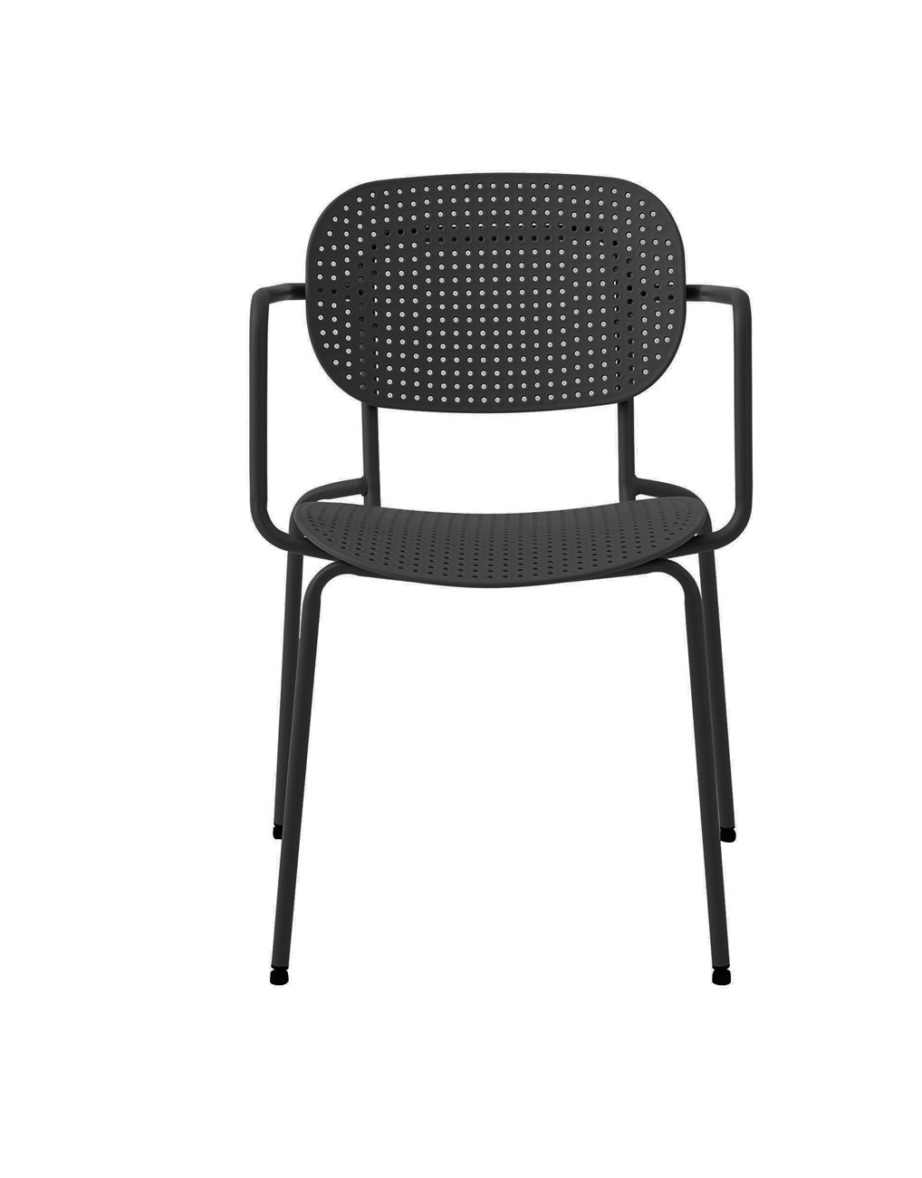 Black Plastic Armchair With Metal Frame