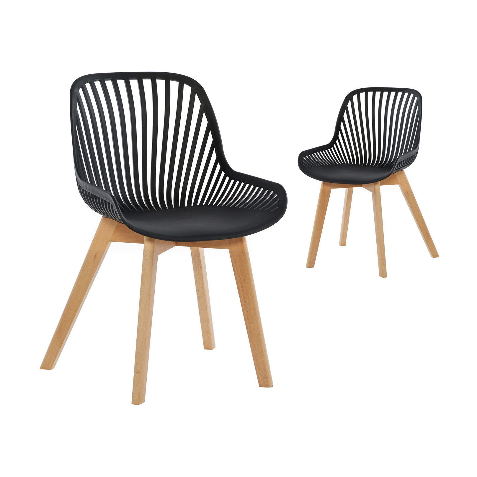 Black Plastic Kitchen Chair Wood Feet-PP Chair