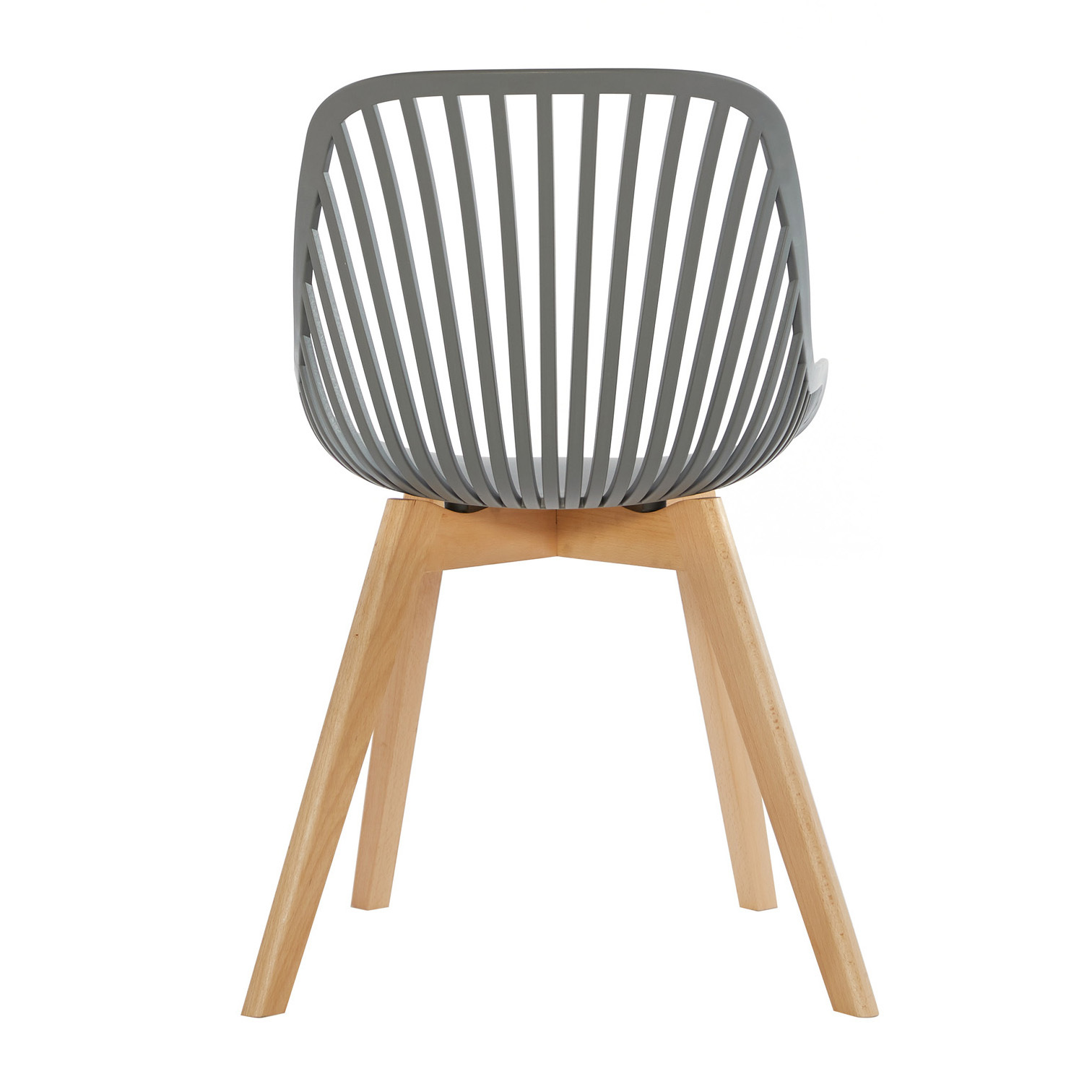 Gray Plastic Kitchen Chair Wood Feet-PP Chair
