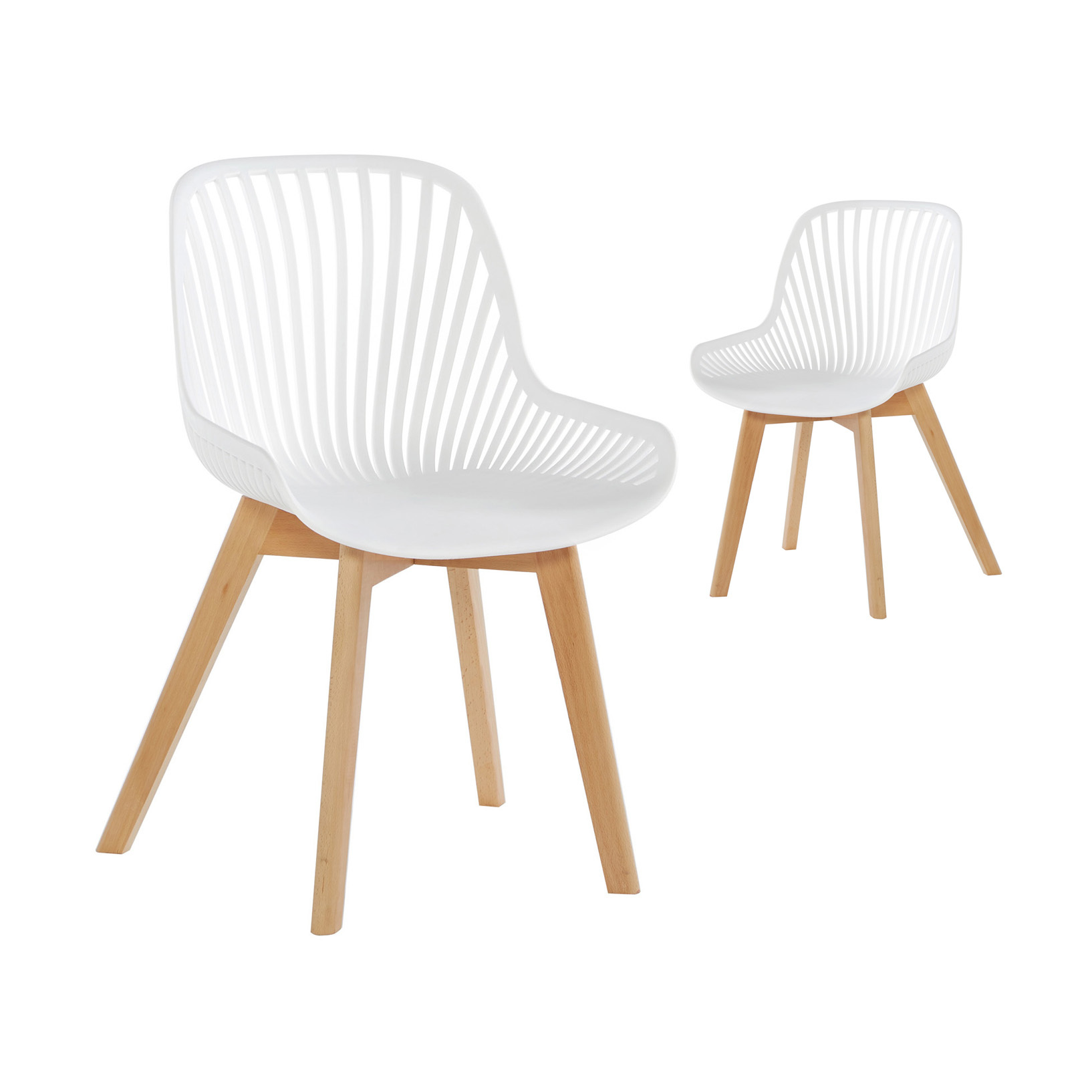 White Plastic Kitchen Chair Wood Feet-PP Chair