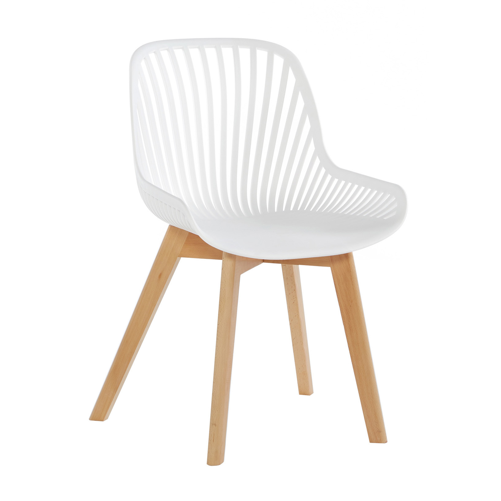 White Plastic Kitchen Chair Wood Feet-PP Chair