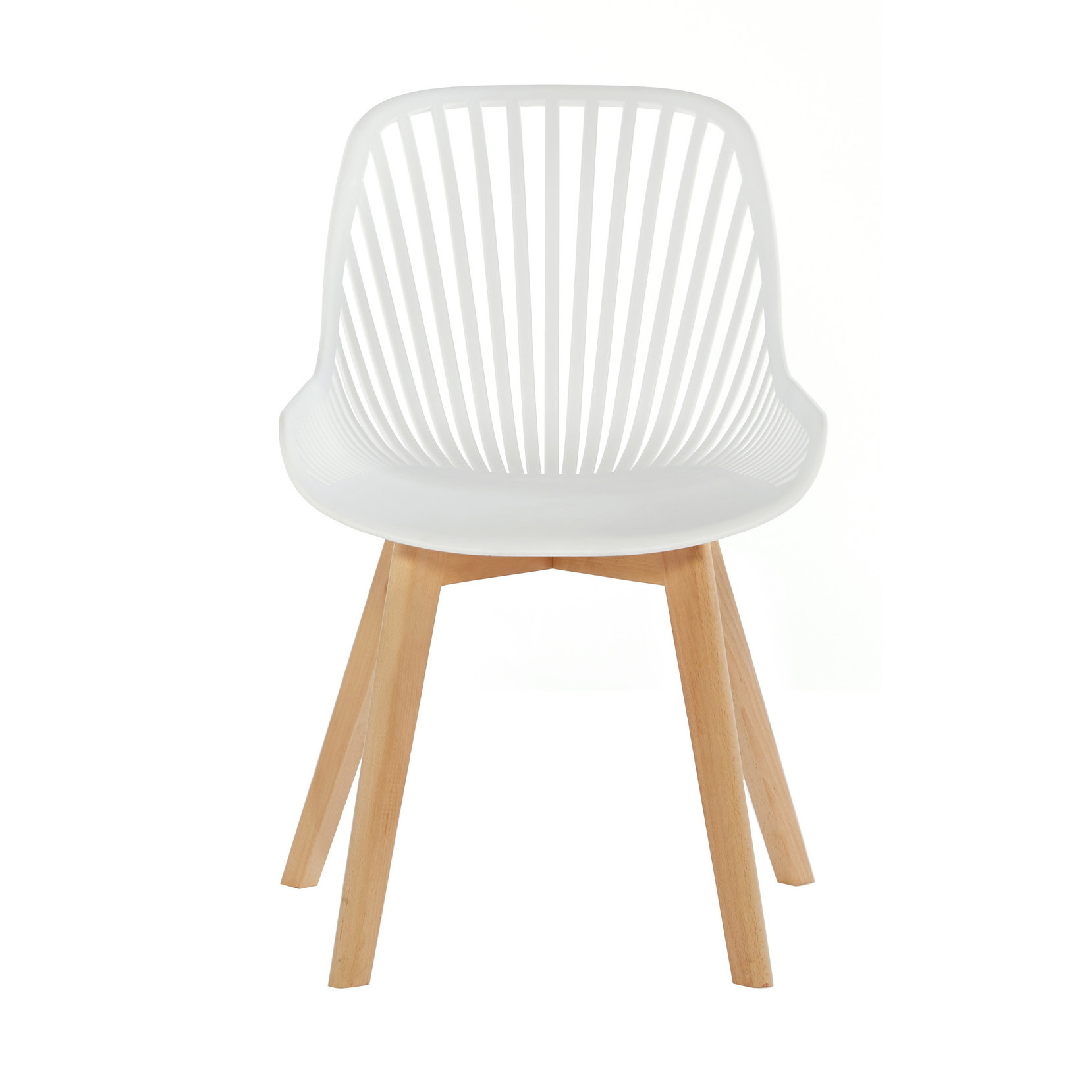 White Plastic Kitchen Chair Wood Feet-PP Chair