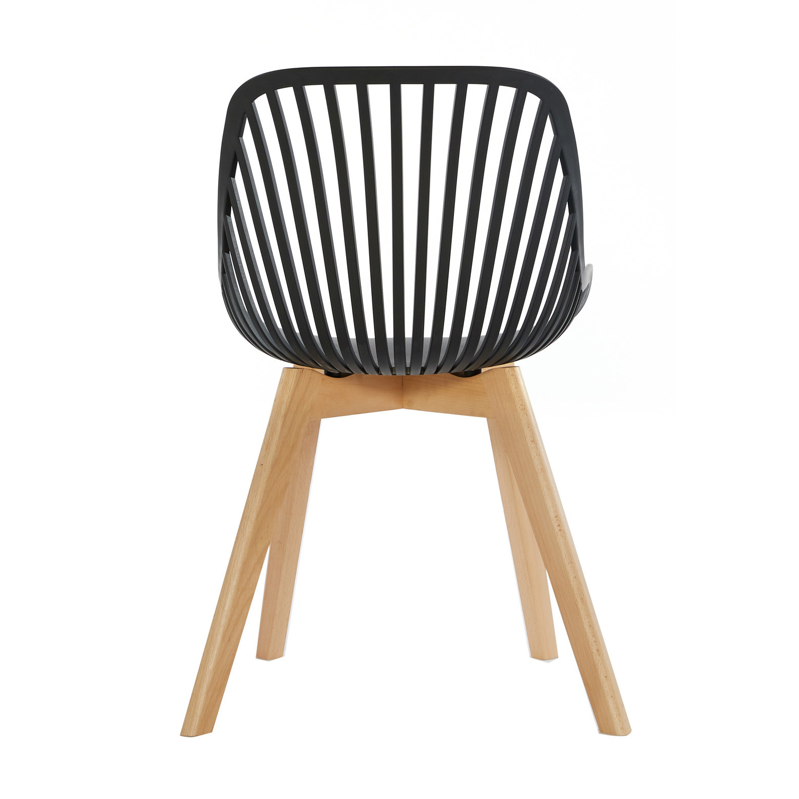 Black Plastic Kitchen Chair Wood Feet-PP Chair