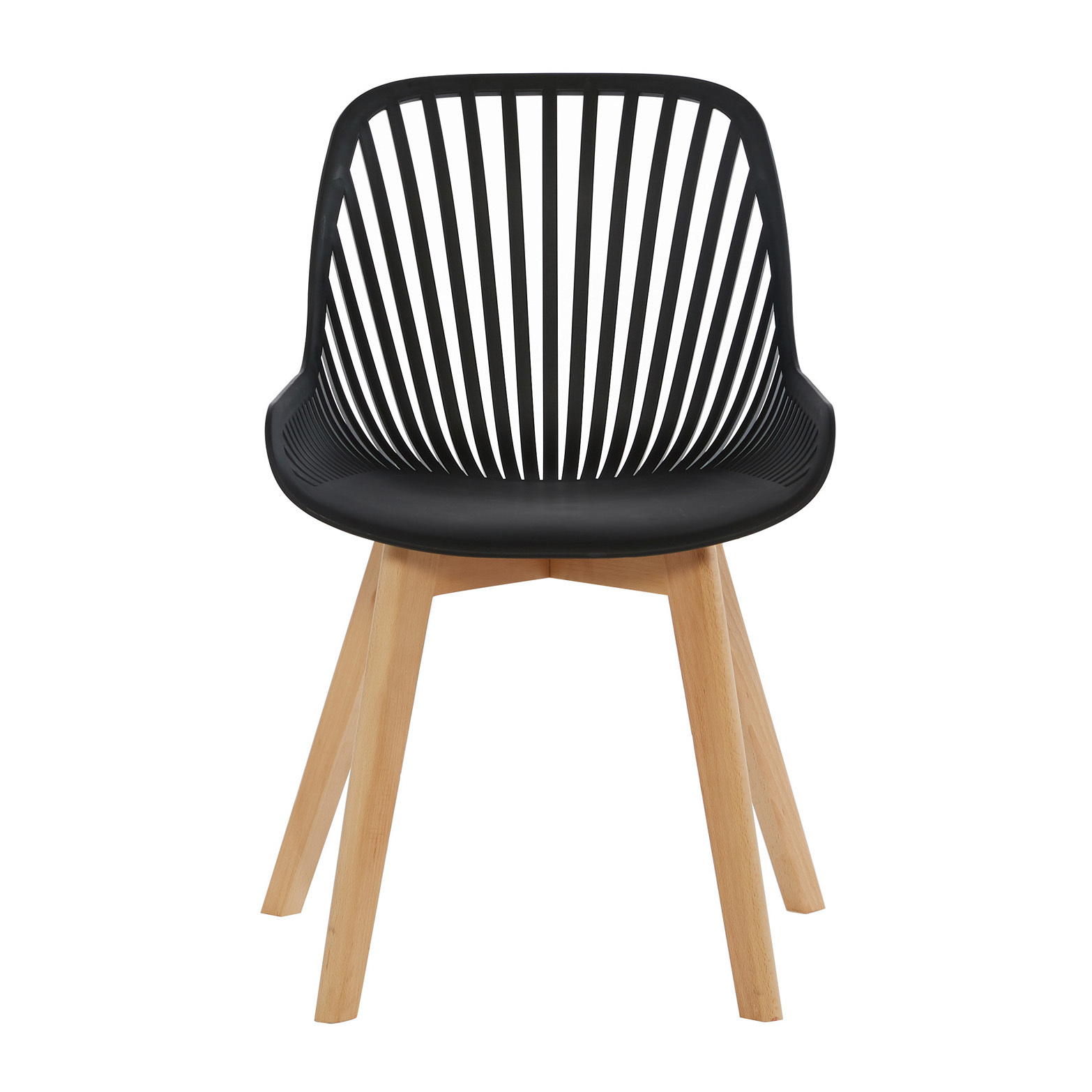 Black Plastic Kitchen Chair Wood Feet-PP Chair