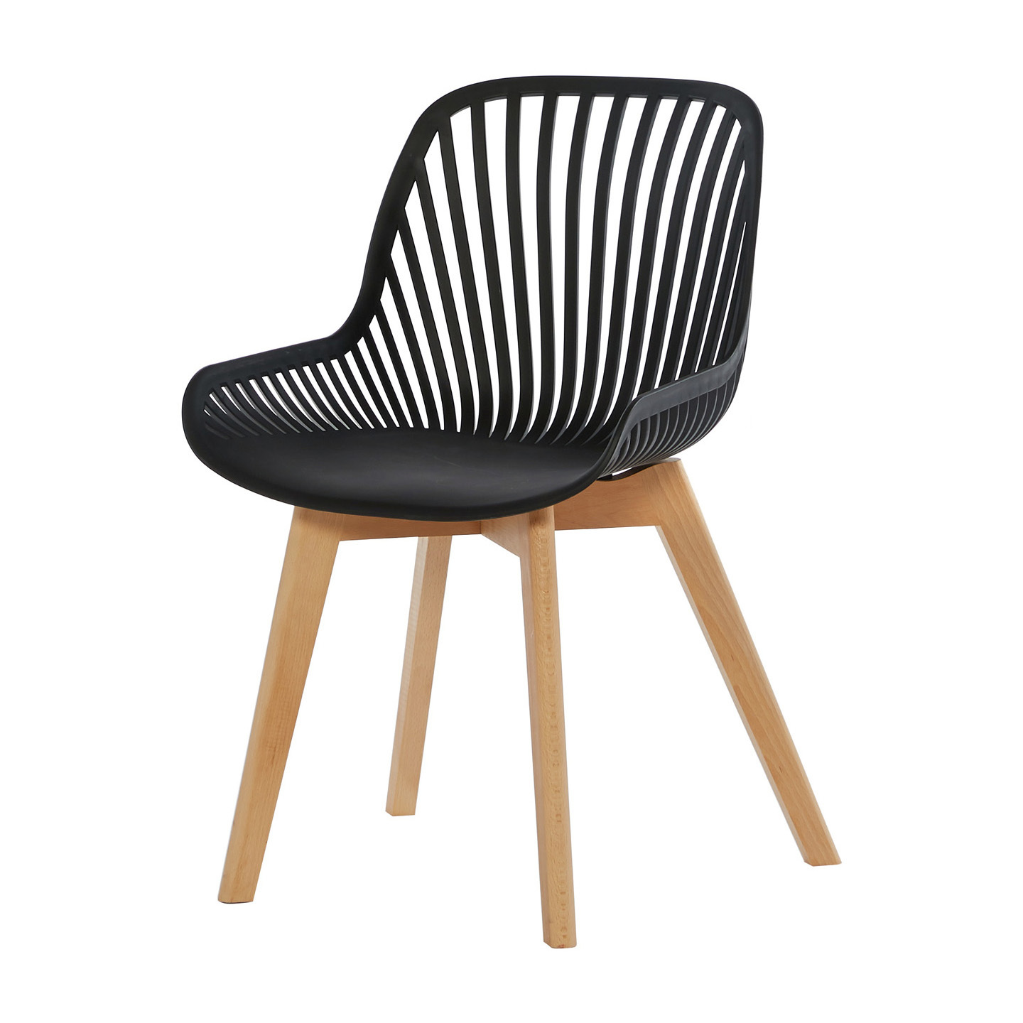 Black Plastic Kitchen Chair Wood Feet-PP Chair
