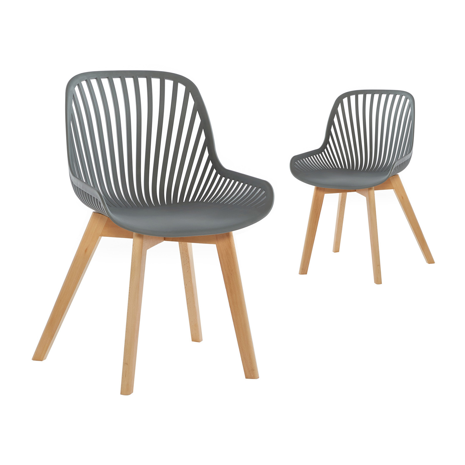 Gray Plastic Kitchen Chair Wood Feet-PP Chair