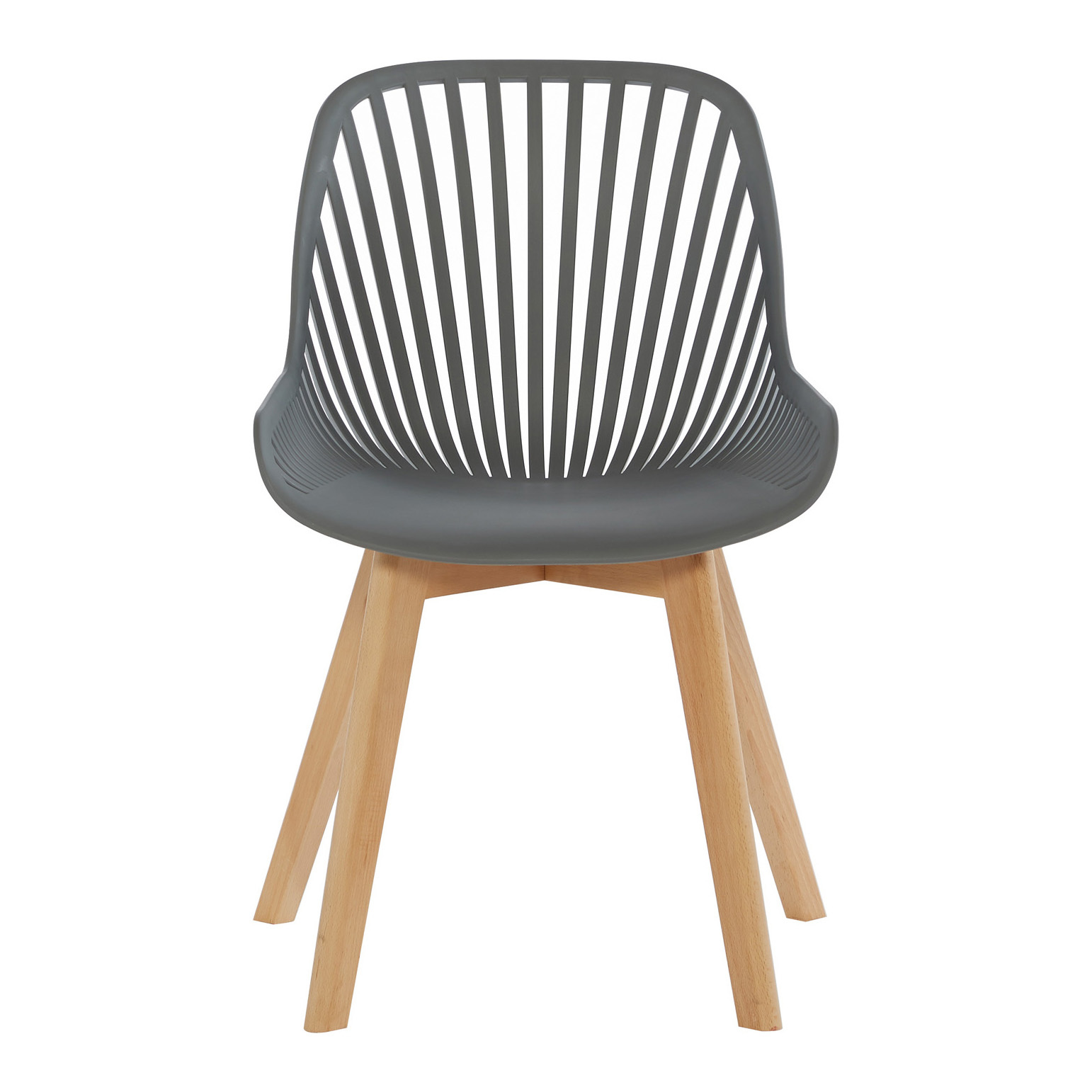 Gray Plastic Kitchen Chair Wood Feet-PP Chair