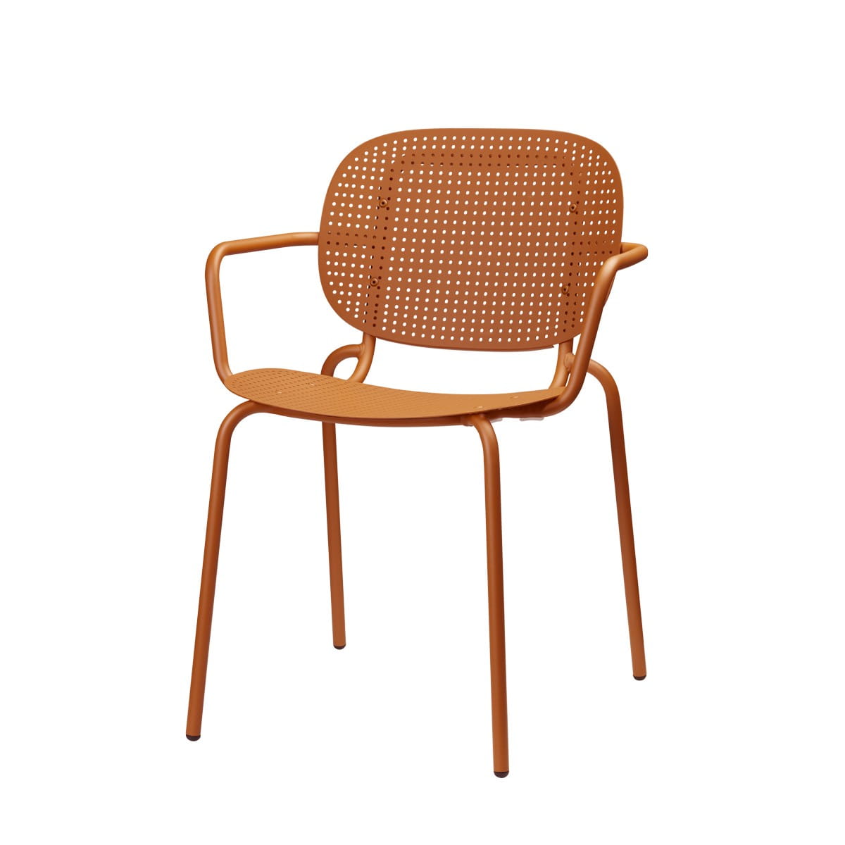 Orange Plastic Armchair With Metal Frame