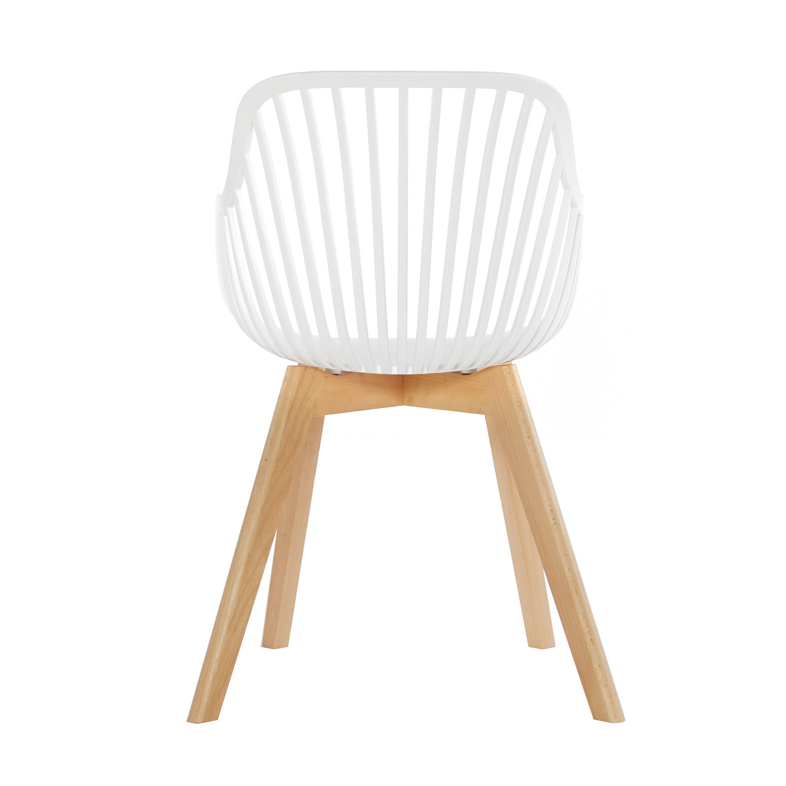 White Plastic Armchair With Wood Feet-PP Chair