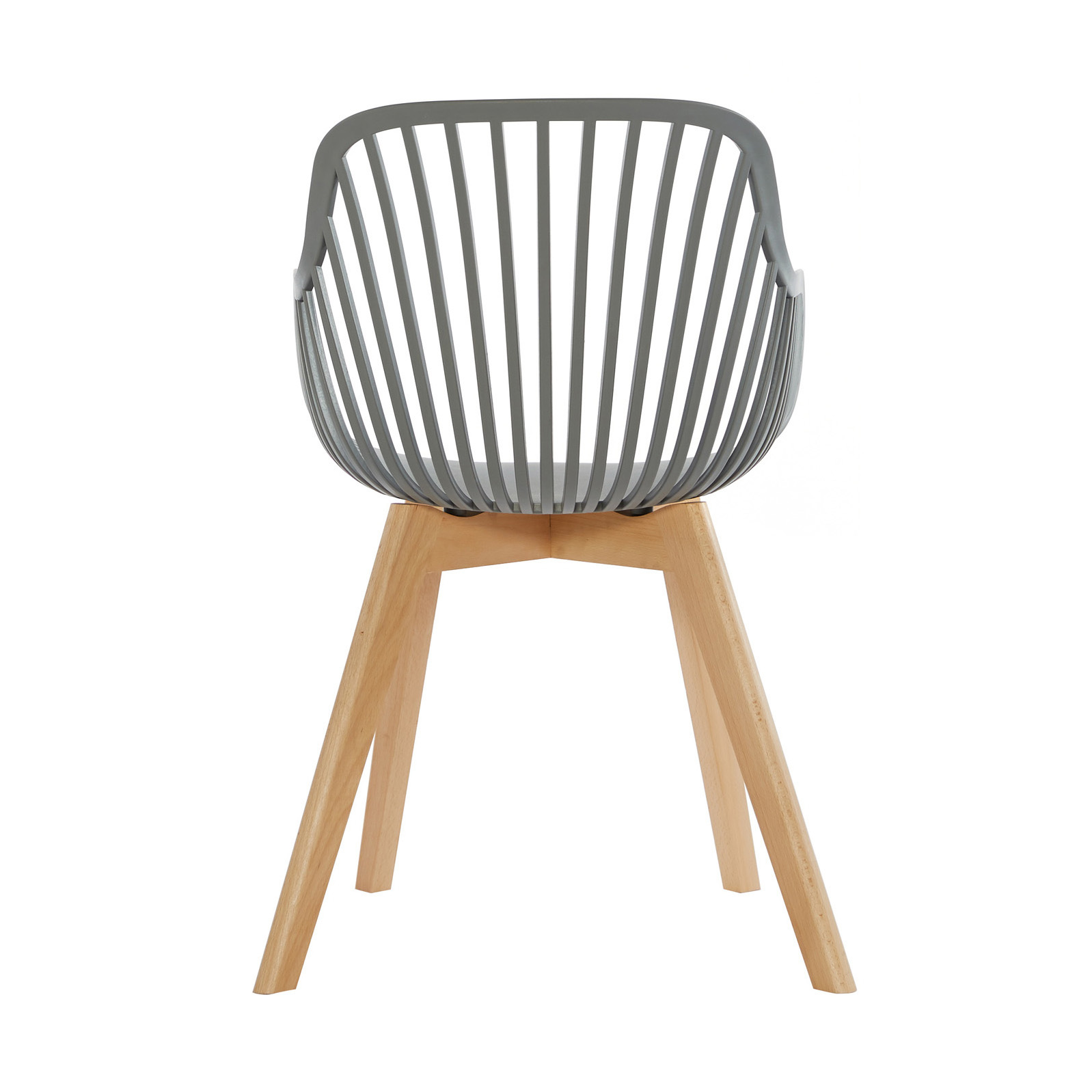Grey Plastic Armchair With Wood Feet-PP Chair