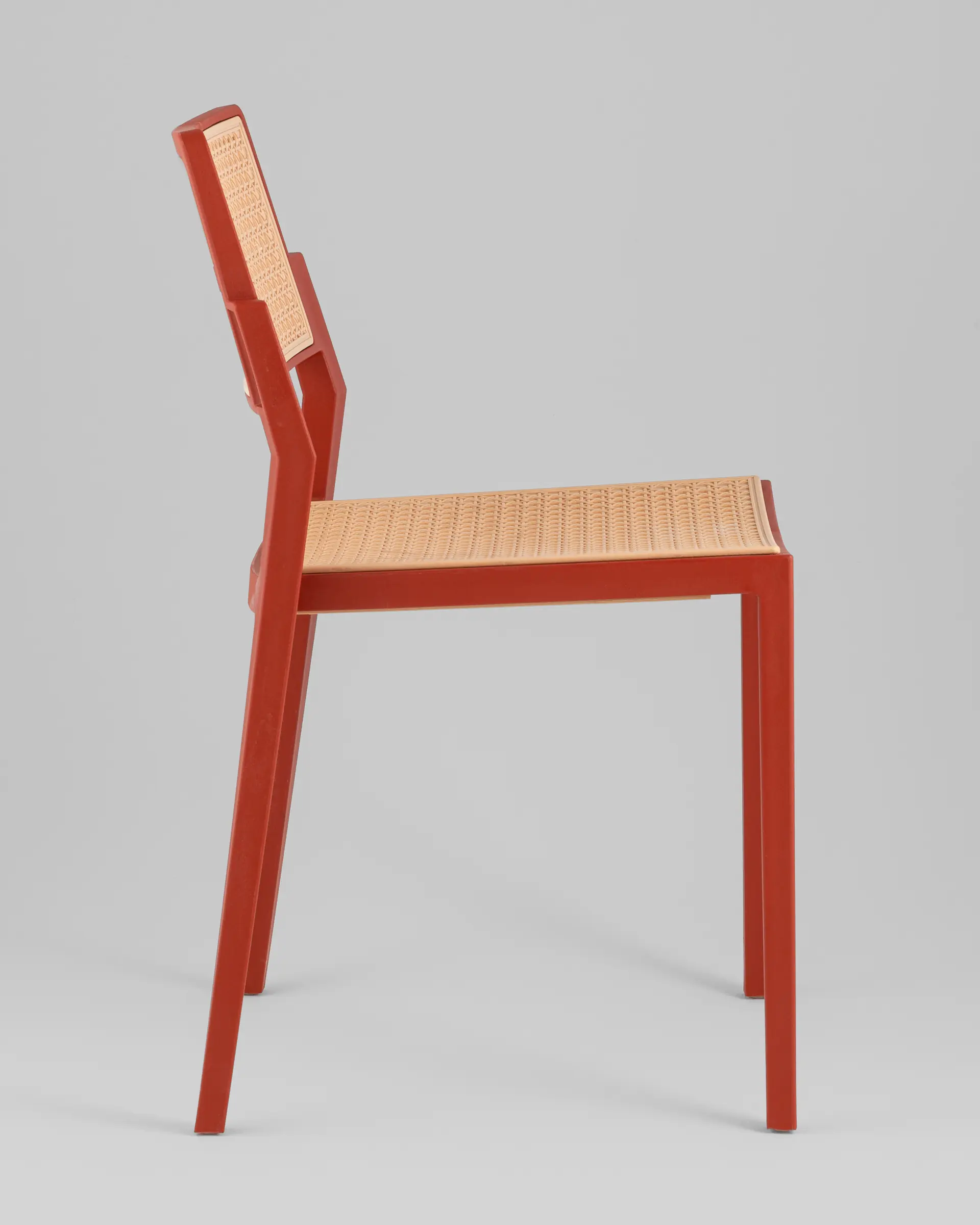 Rattan Effect Plastic Chair With Orange Frame