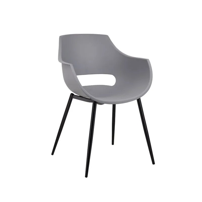 Grey Plastic Chair with Carbon Steel Base – Industrial-Strength & Modern Seating