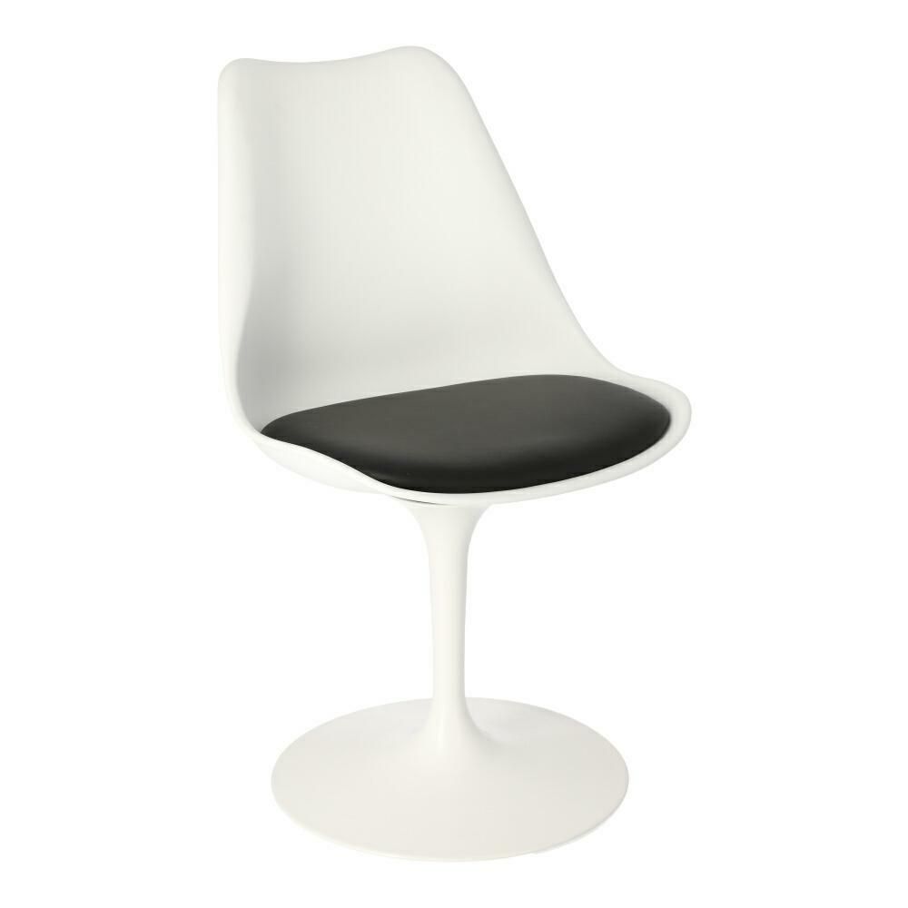 White Tulip Accent Chair With Black Cushion-PP Chair