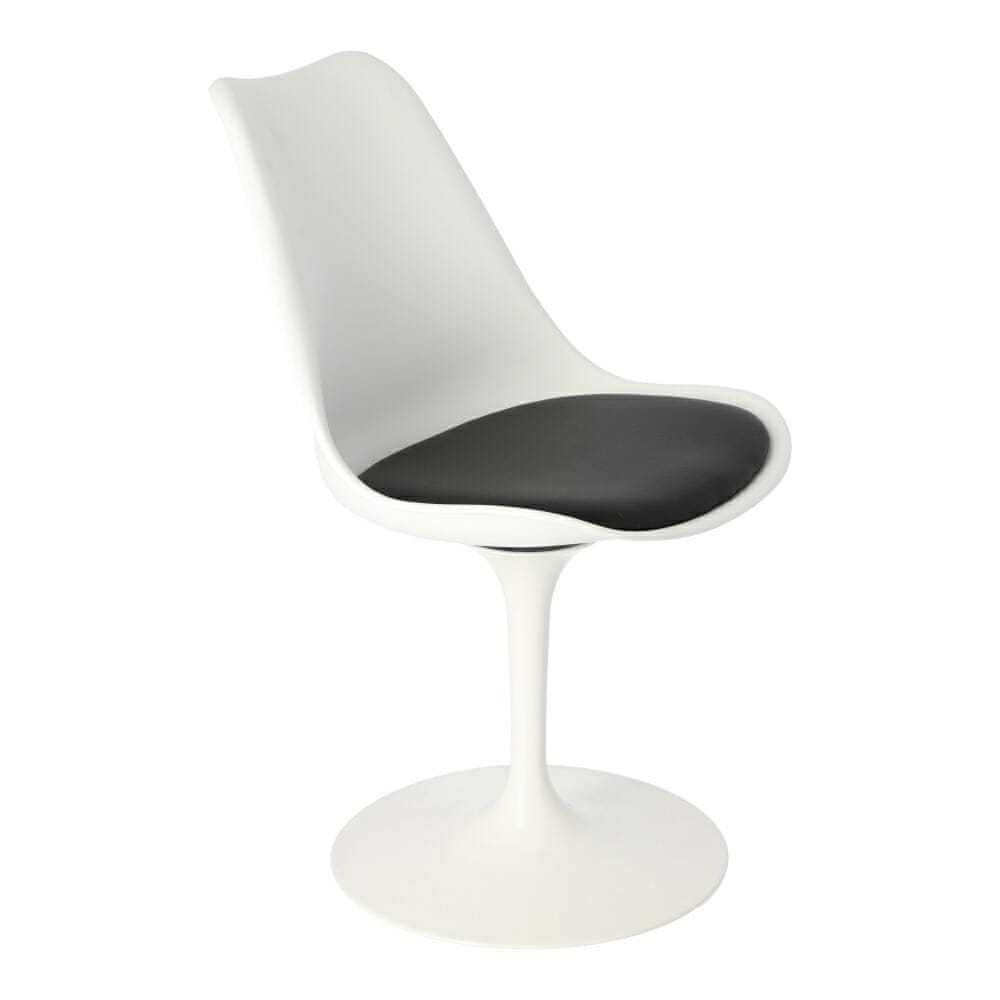 White Tulip Accent Chair With Black Cushion-PP Chair