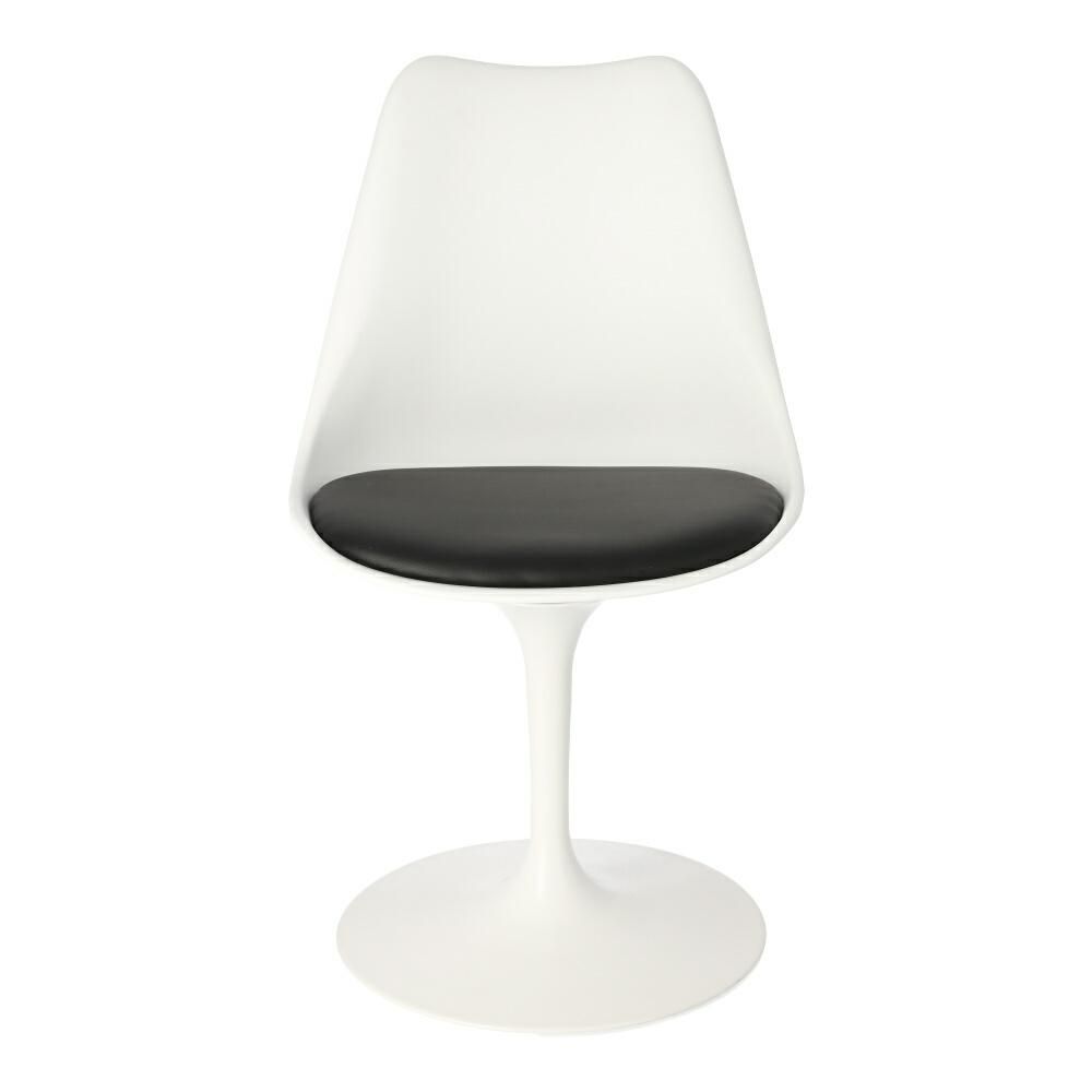 White Tulip Accent Chair With Black Cushion-PP Chair