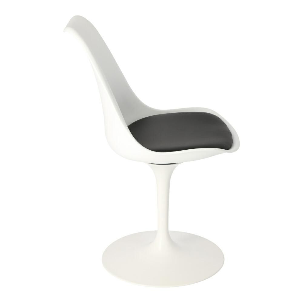 White Tulip Accent Chair With Black Cushion-PP Chair