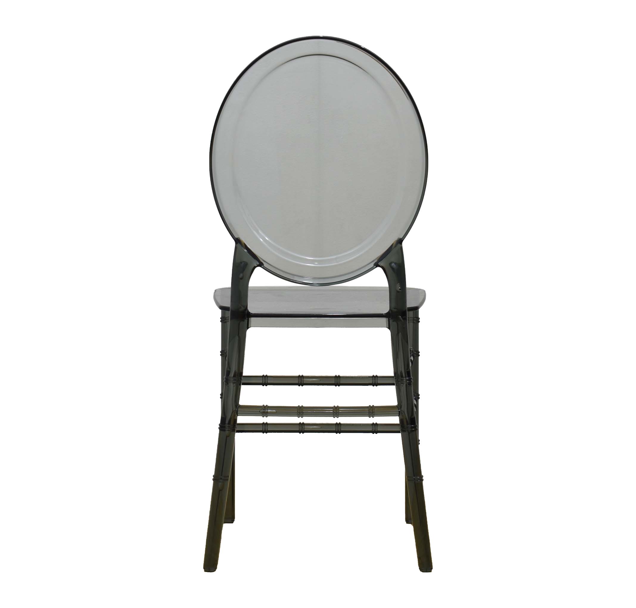 Oval Backrest Transparent Smoke Grey PC Chair-PP Chair