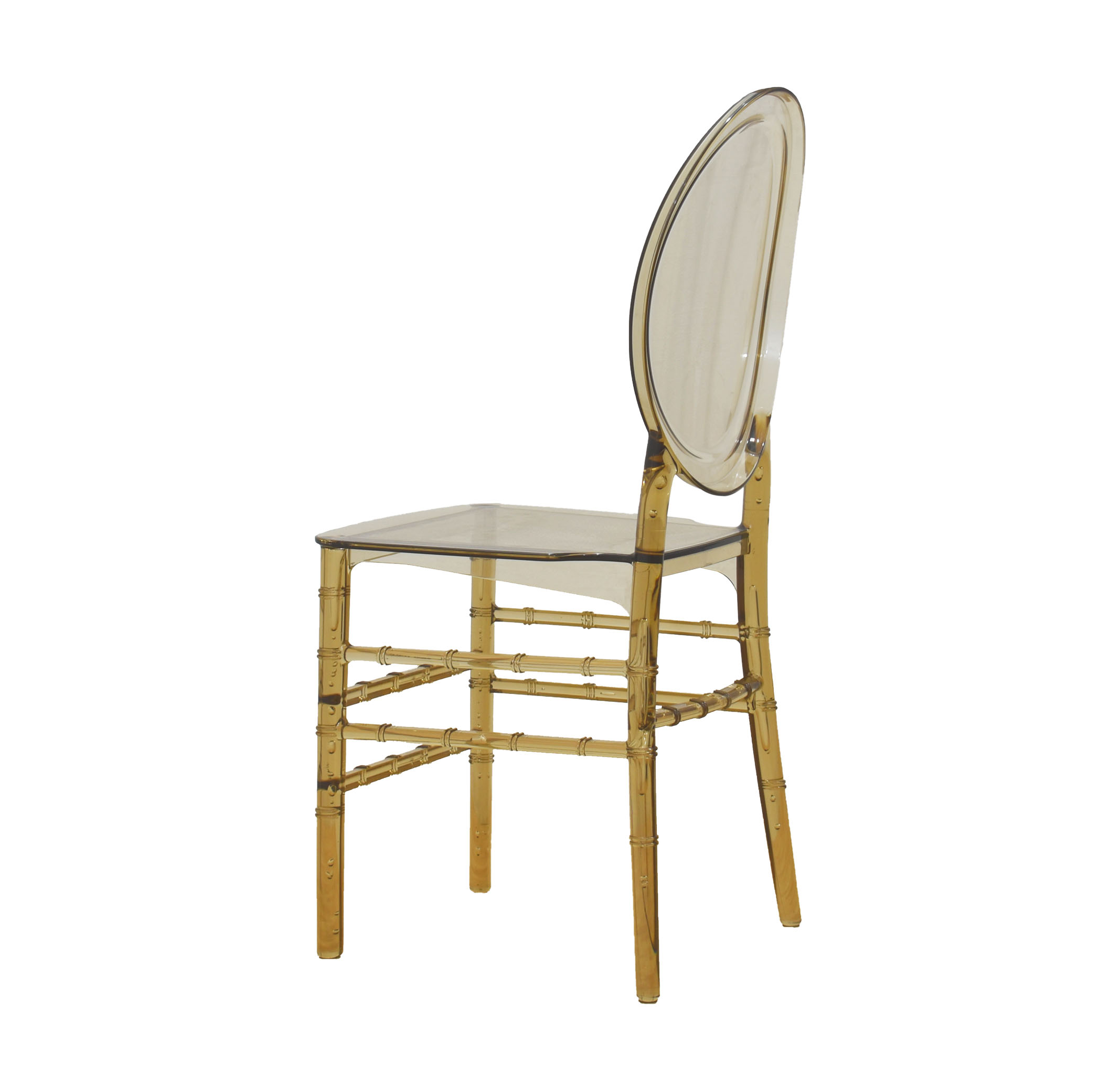 Oval Backrest Transparent Amber Color PC Chair-PP Chair