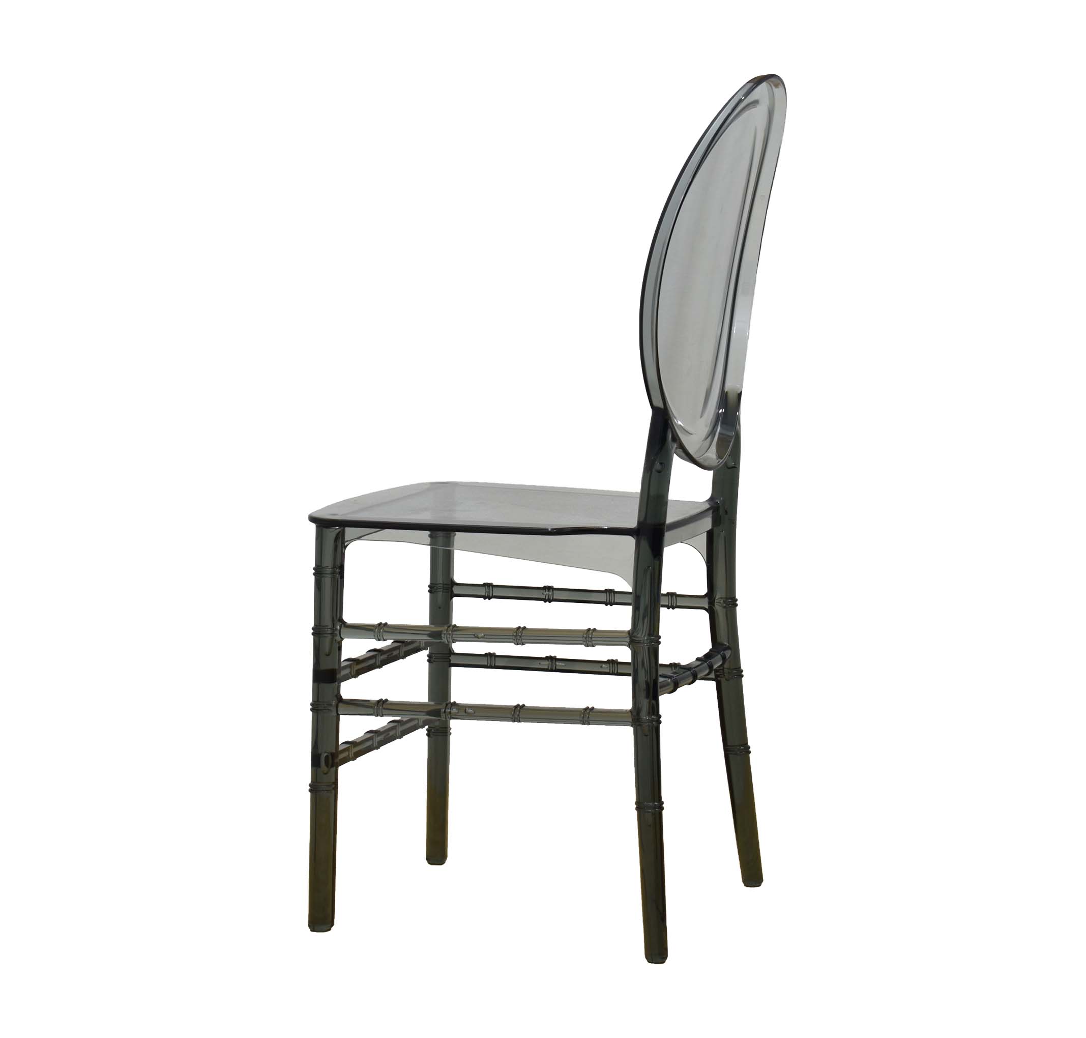 Oval Backrest Transparent Smoke Grey PC Chair-PP Chair