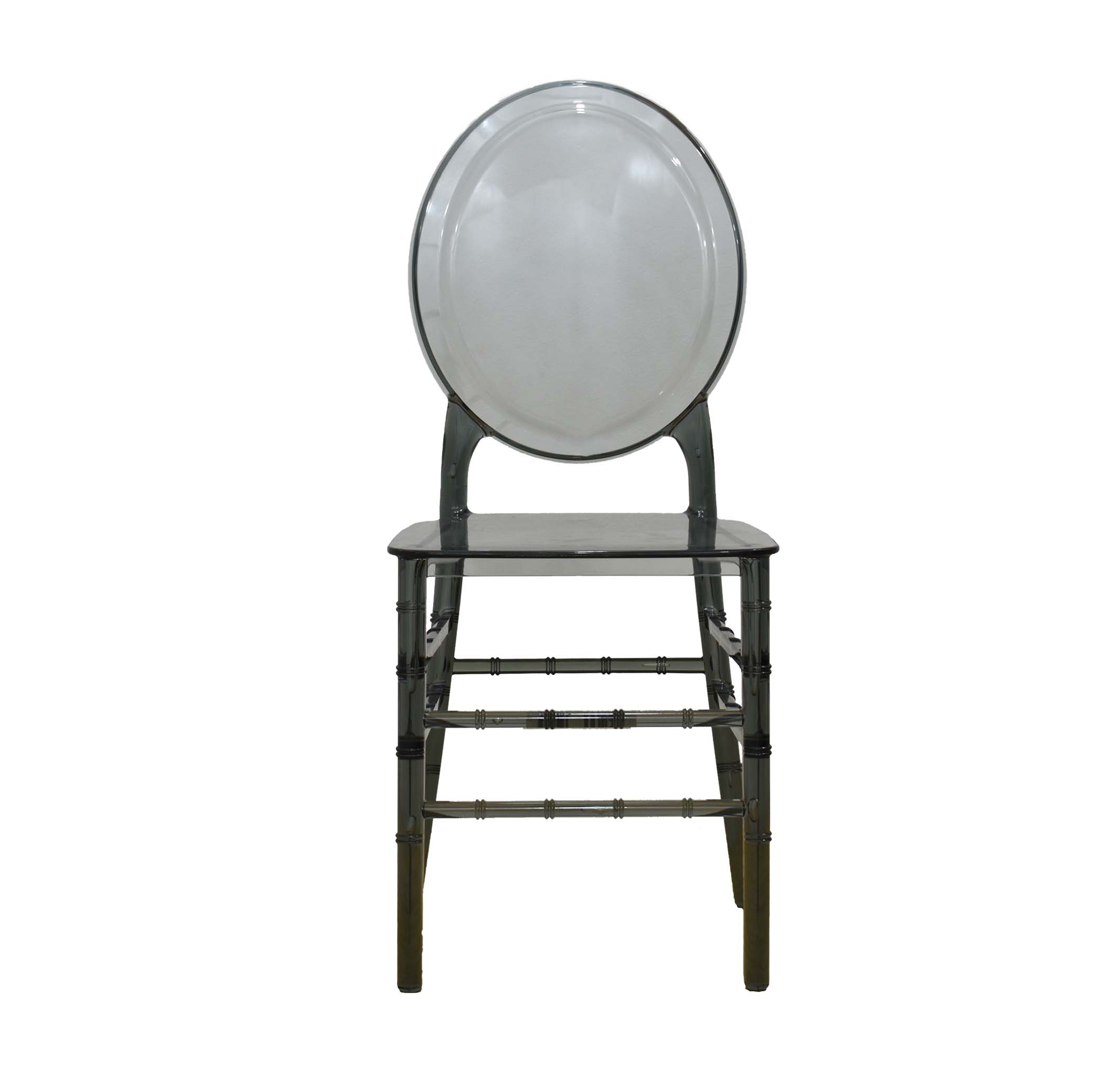 Oval Backrest Transparent Smoke Grey PC Chair-PP Chair