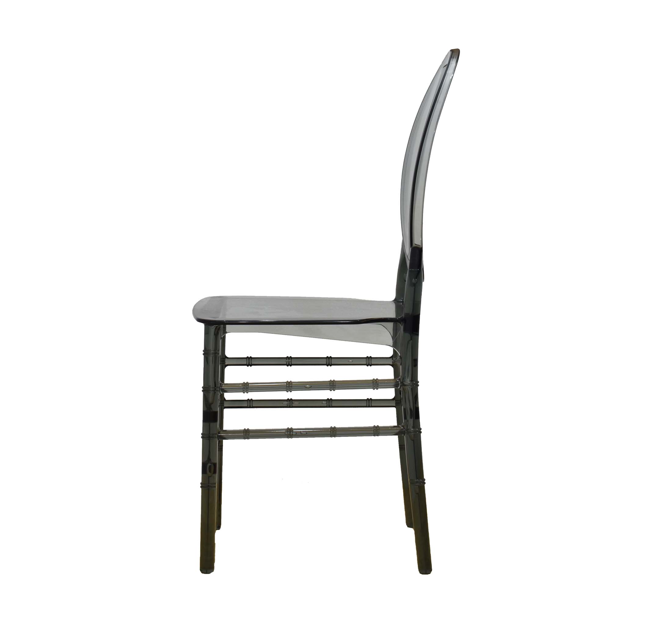 Oval Backrest Transparent Smoke Grey PC Chair-PP Chair