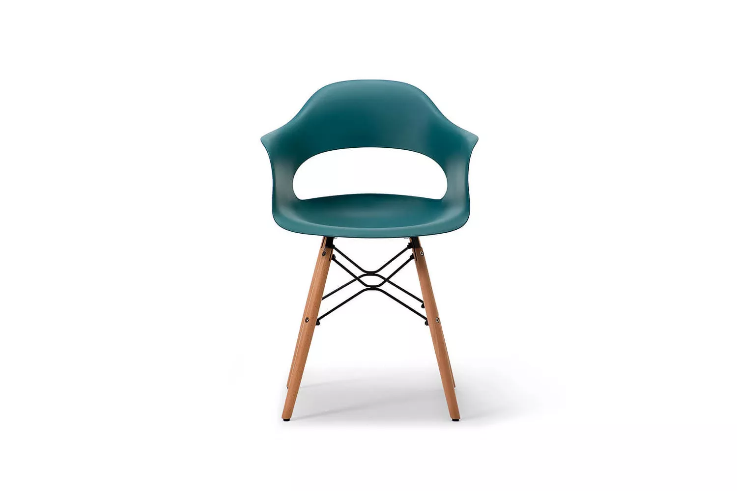 Turquoise Polypropylene Armchair with Beech Wood Legs