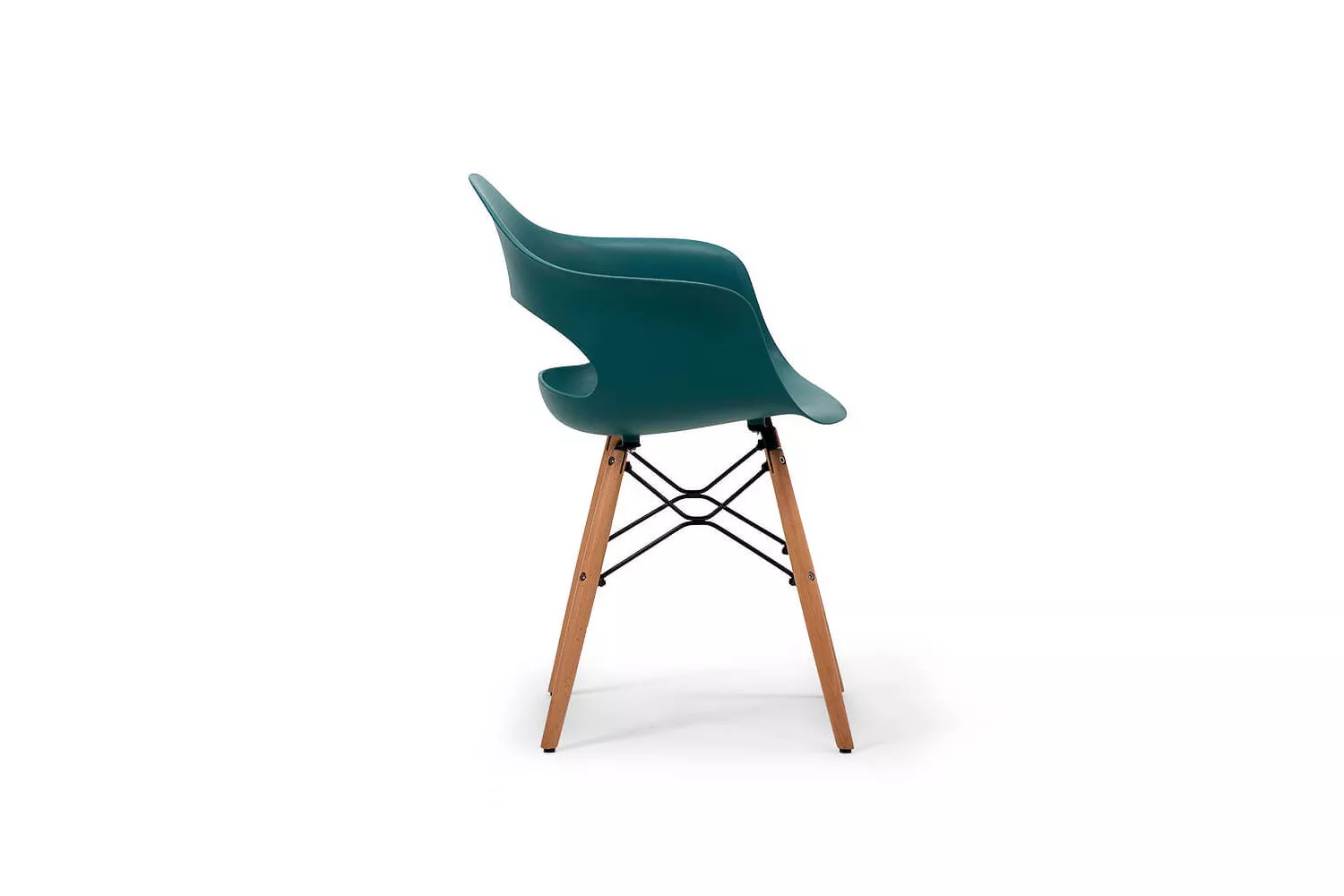 Turquoise Polypropylene Armchair with Beech Wood Legs