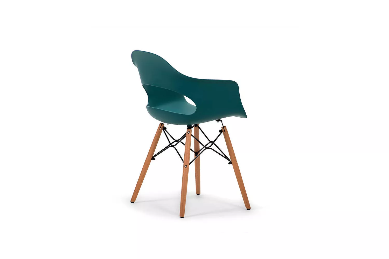 Turquoise Polypropylene Armchair with Beech Wood Legs