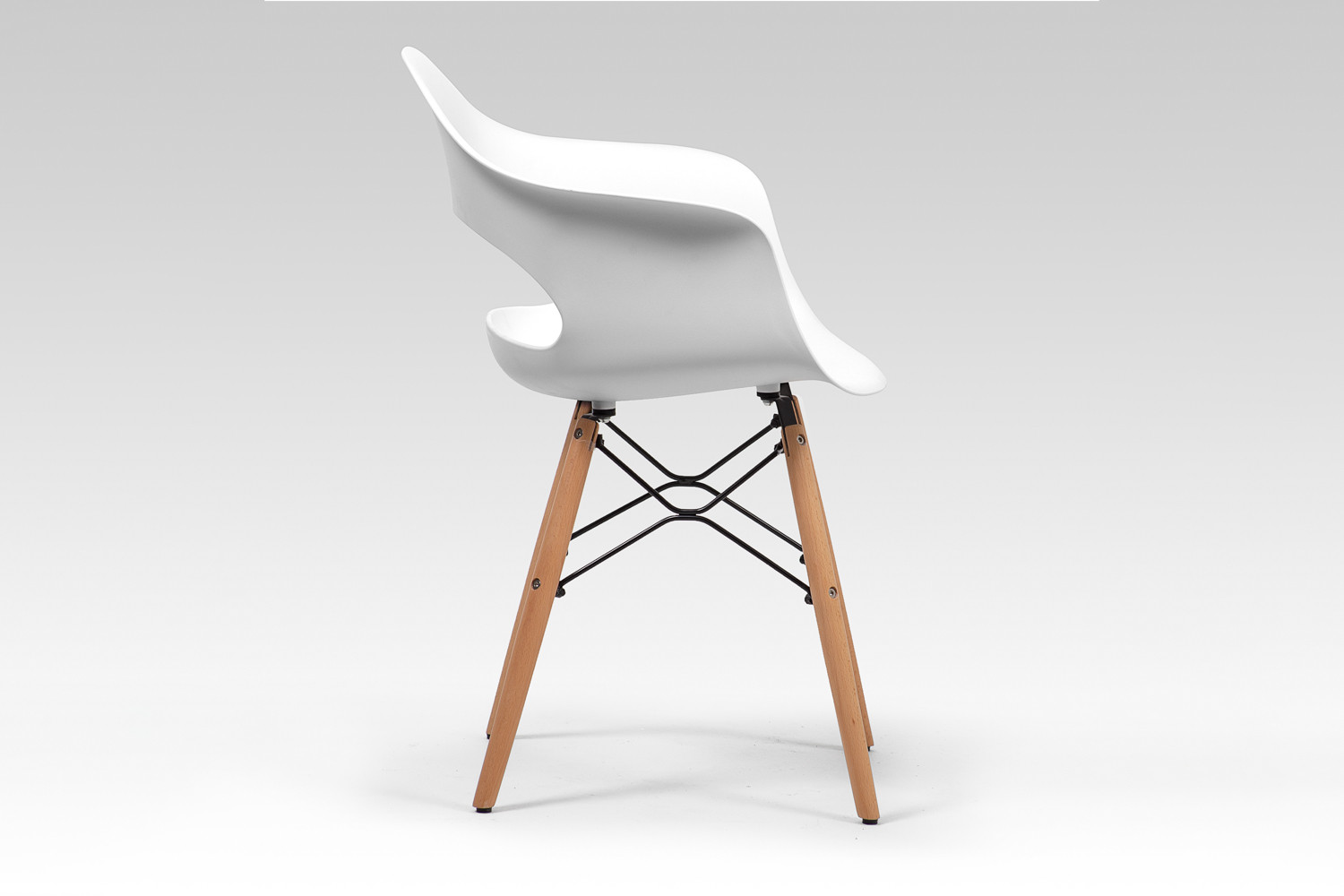 White Polypropylene Armchair with Beech Wood Legs