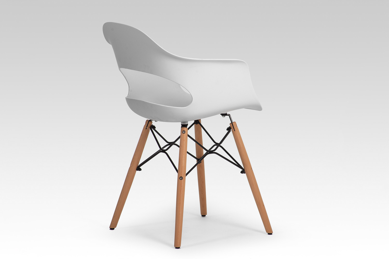 White Polypropylene Armchair with Beech Wood Legs
