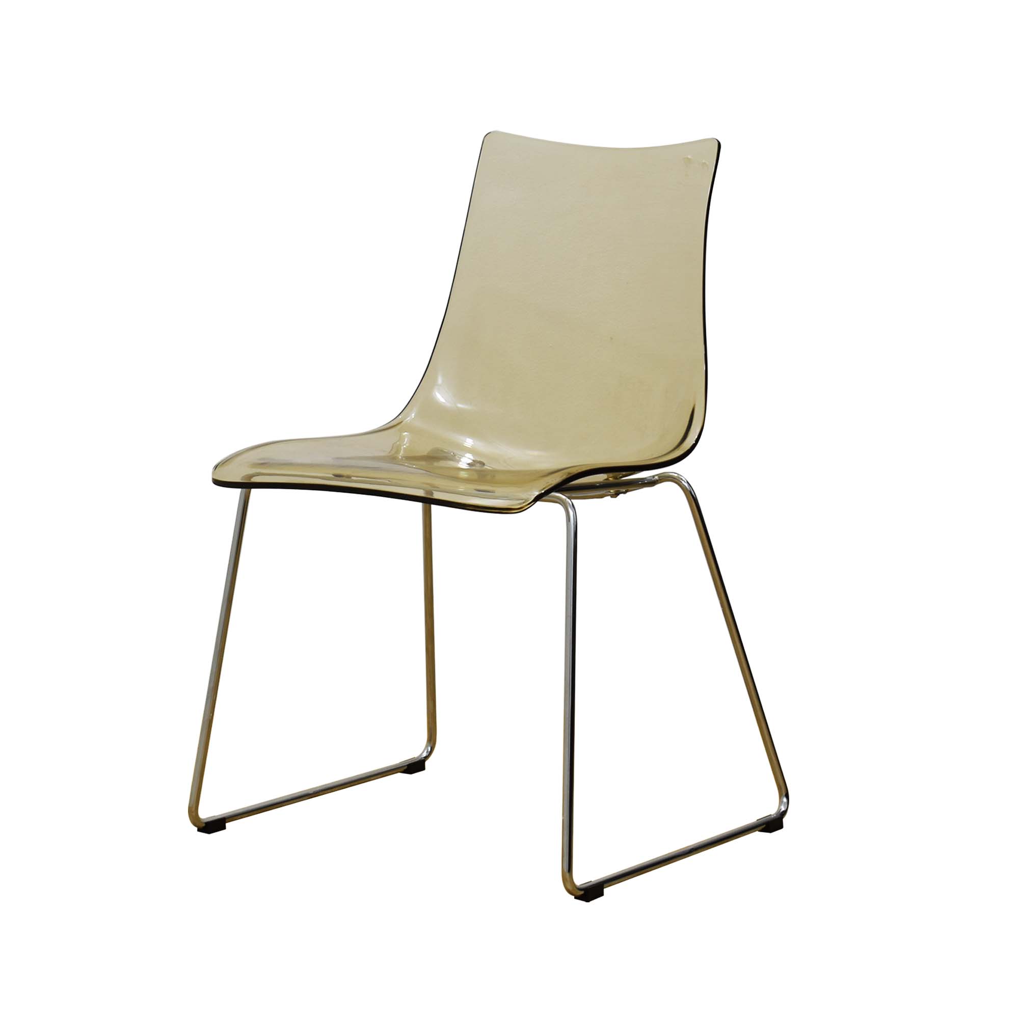 Transparent Amber Color Plastic Chair With Chromed Metal Base-PP Chair