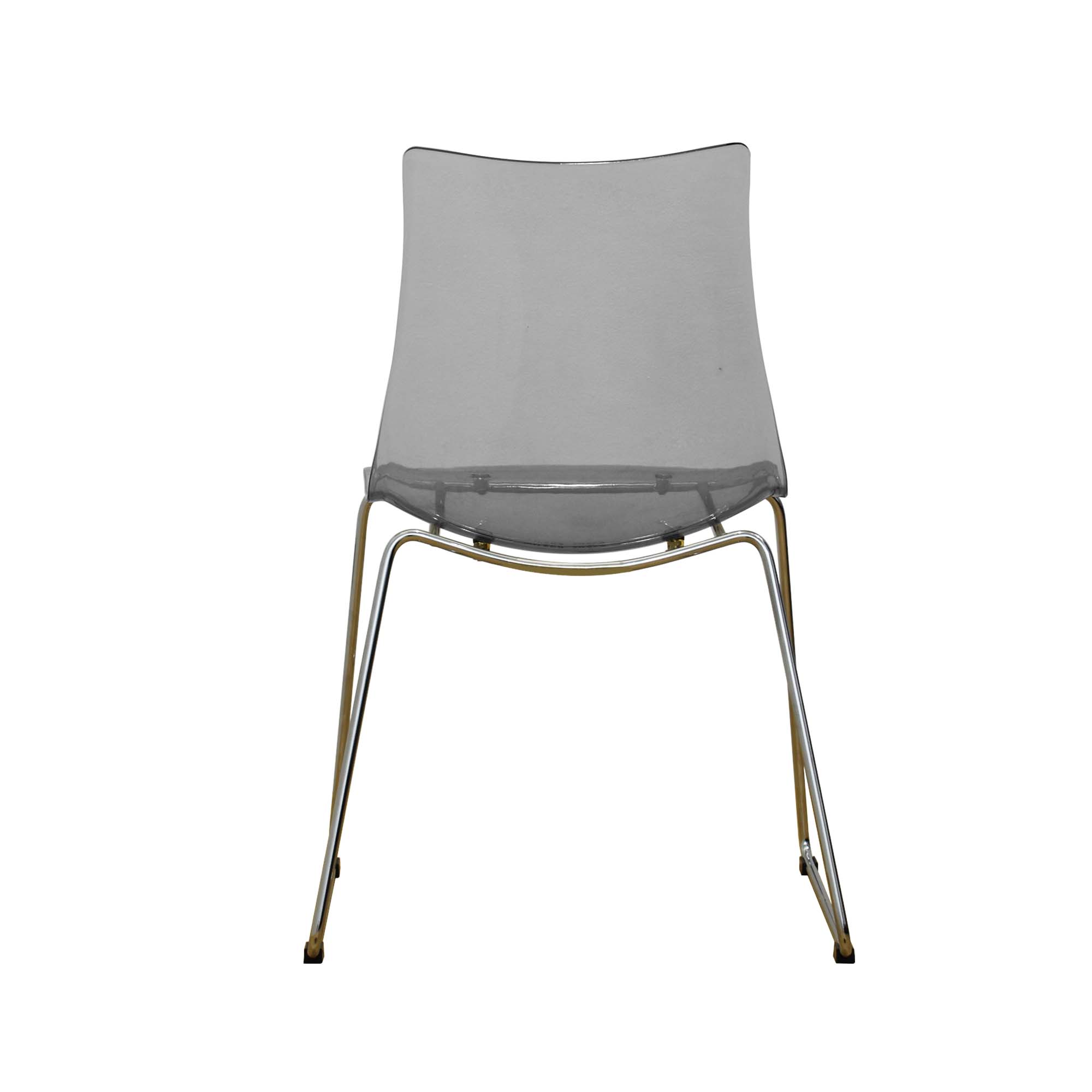 Transparent Smoke Grey Plastic Chair With Chromed Metal Base-PP Chair