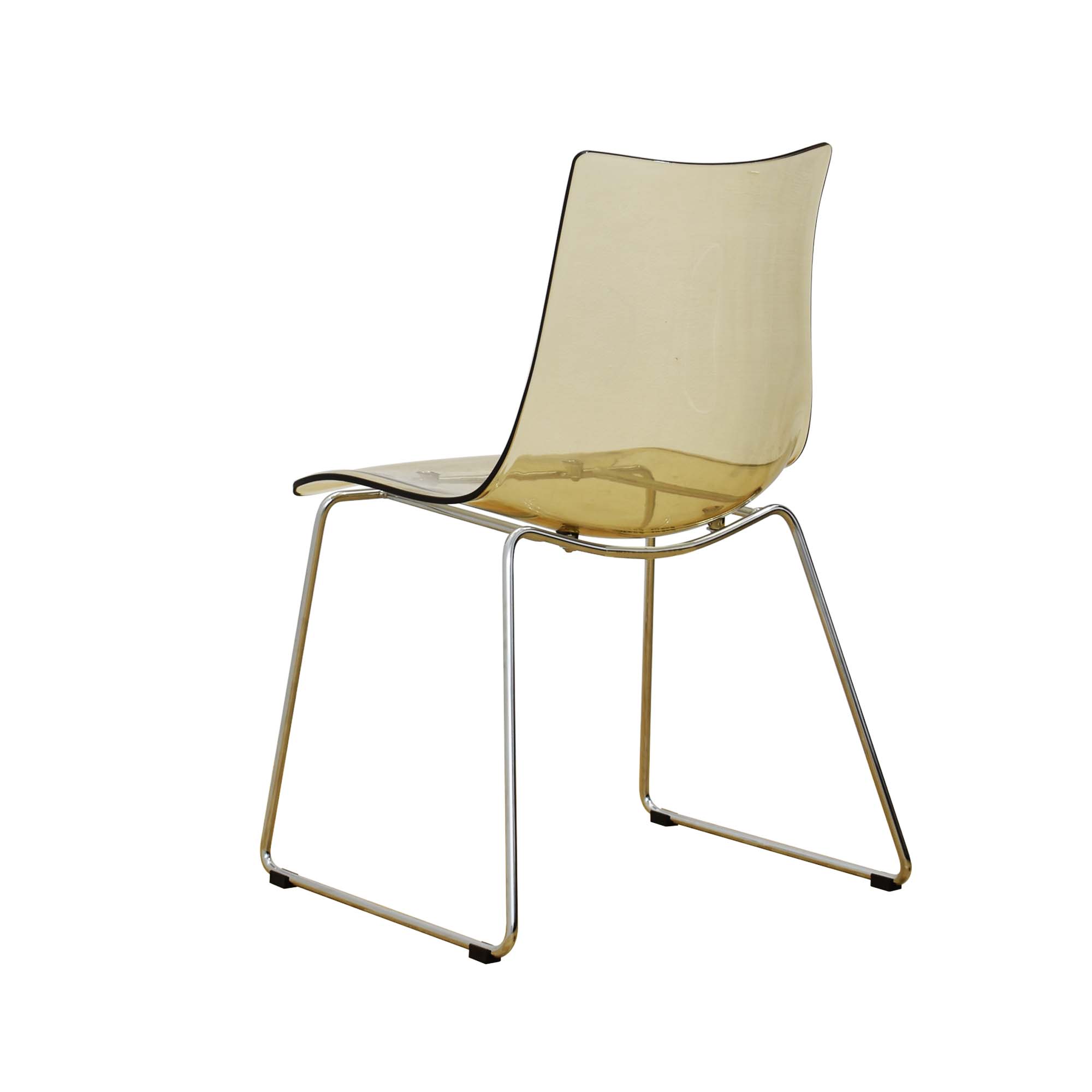 Transparent Amber Color Plastic Chair With Chromed Metal Base-PP Chair