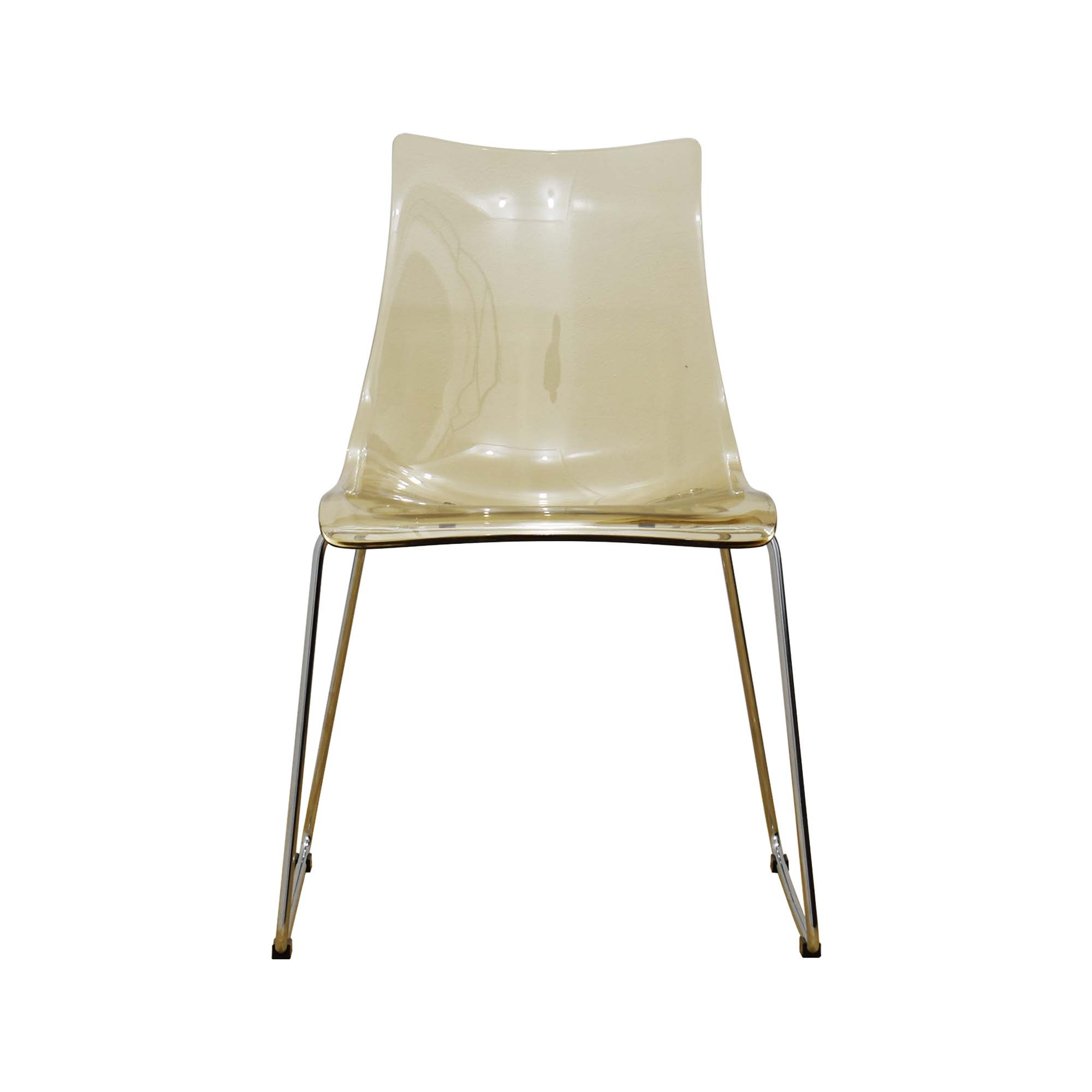 Transparent Amber Color Plastic Chair With Chromed Metal Base-PP Chair