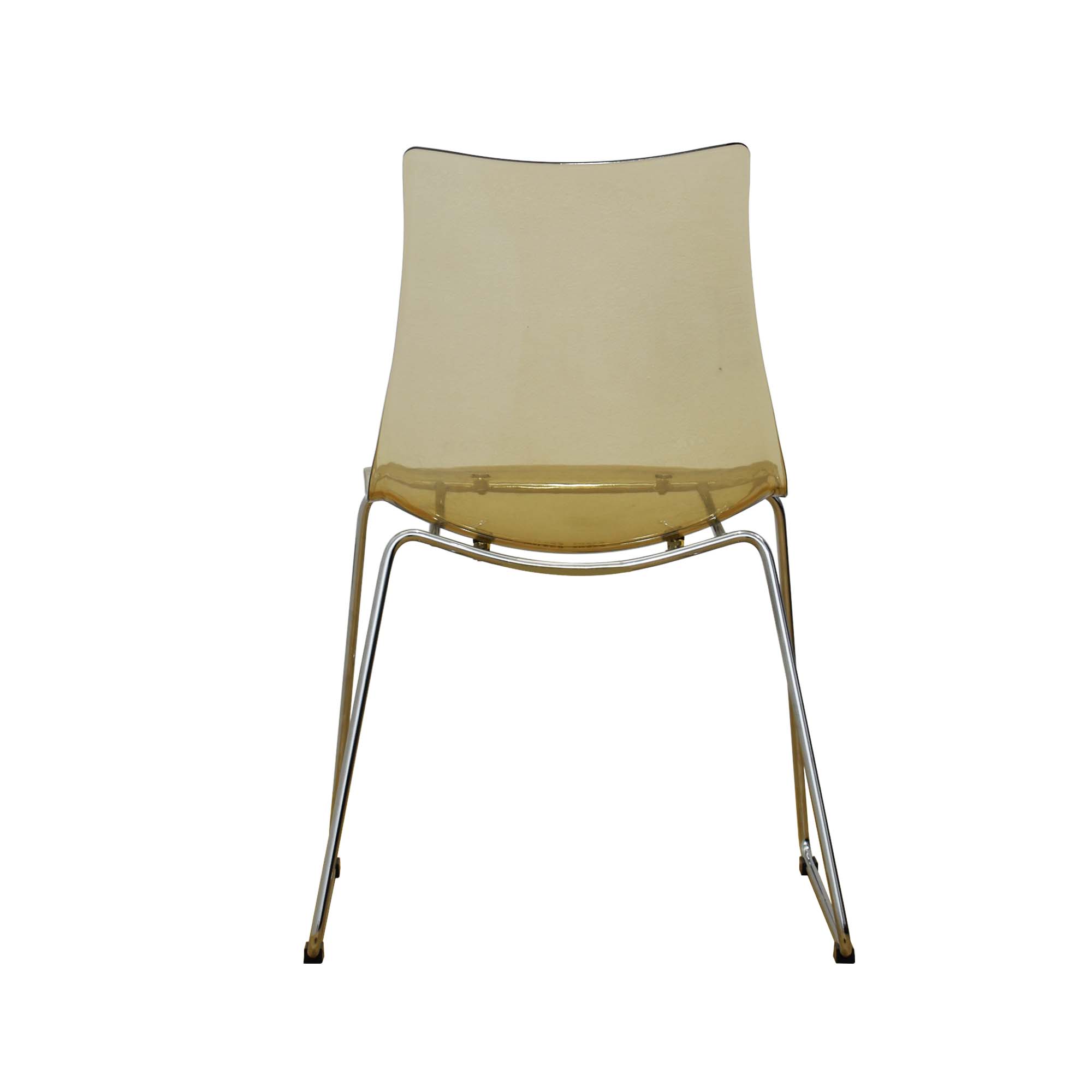 Transparent Amber Color Plastic Chair With Chromed Metal Base-PP Chair