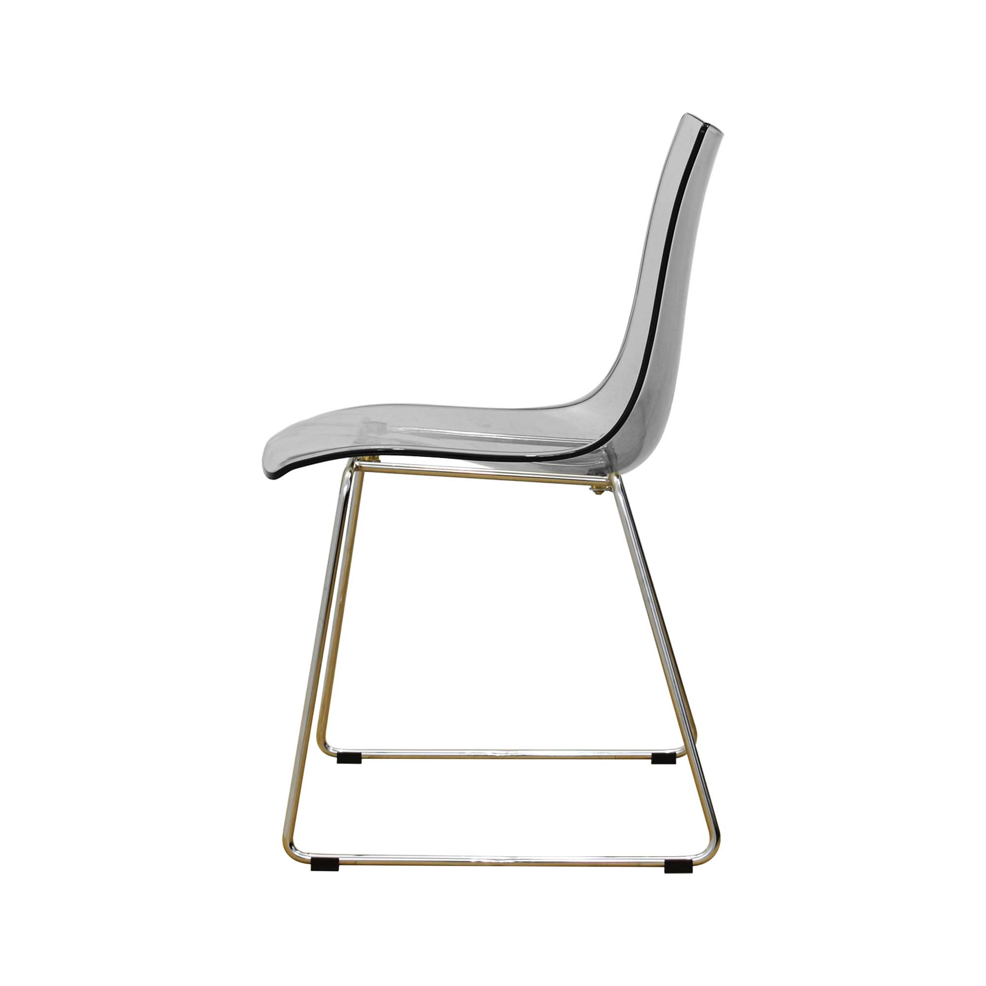 Transparent Smoke Grey Plastic Chair With Chromed Metal Base-PP Chair