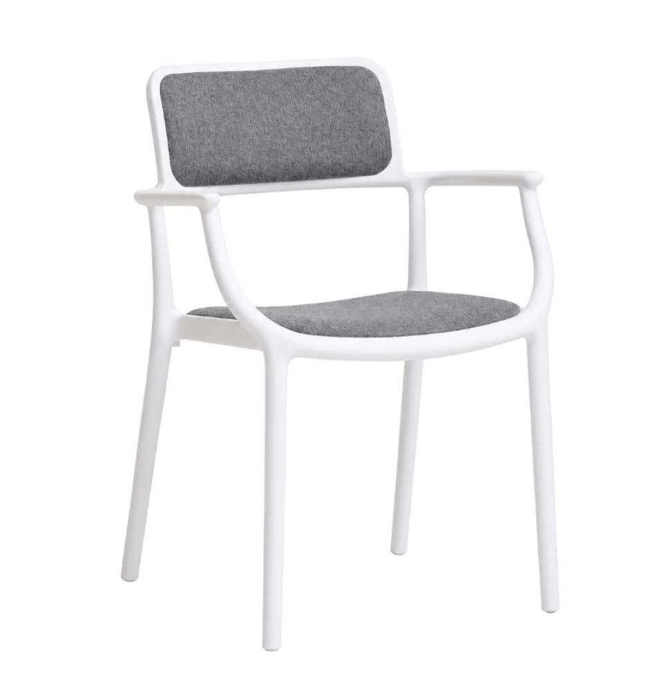 Monobloc PP Frame Upholstered Fabric Armchair, Stackable Commercial Dining Arm Chair for Restaurant, Hotel & Café-PATIVIN Furniture