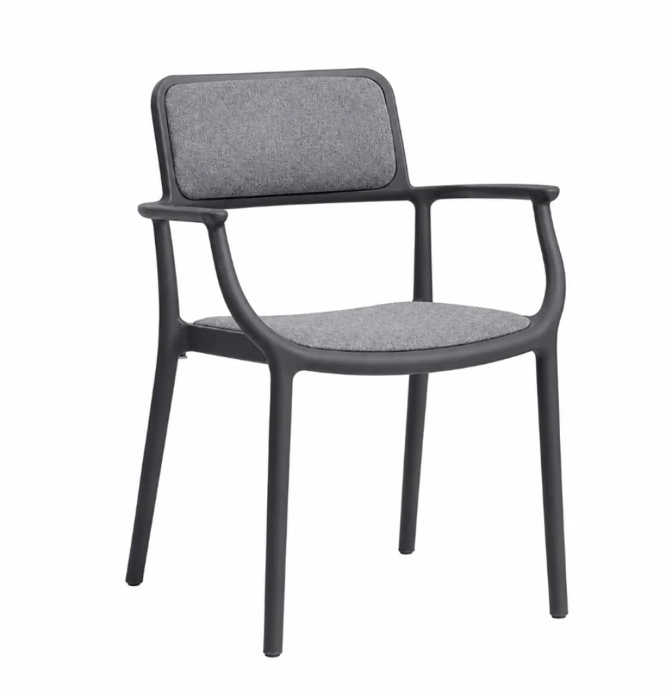 Monobloc PP Frame Upholstered Fabric Side Chair, Stackable Commercial Dining Chair for Restaurant, Hotel & Café-PATIVIN Furniture