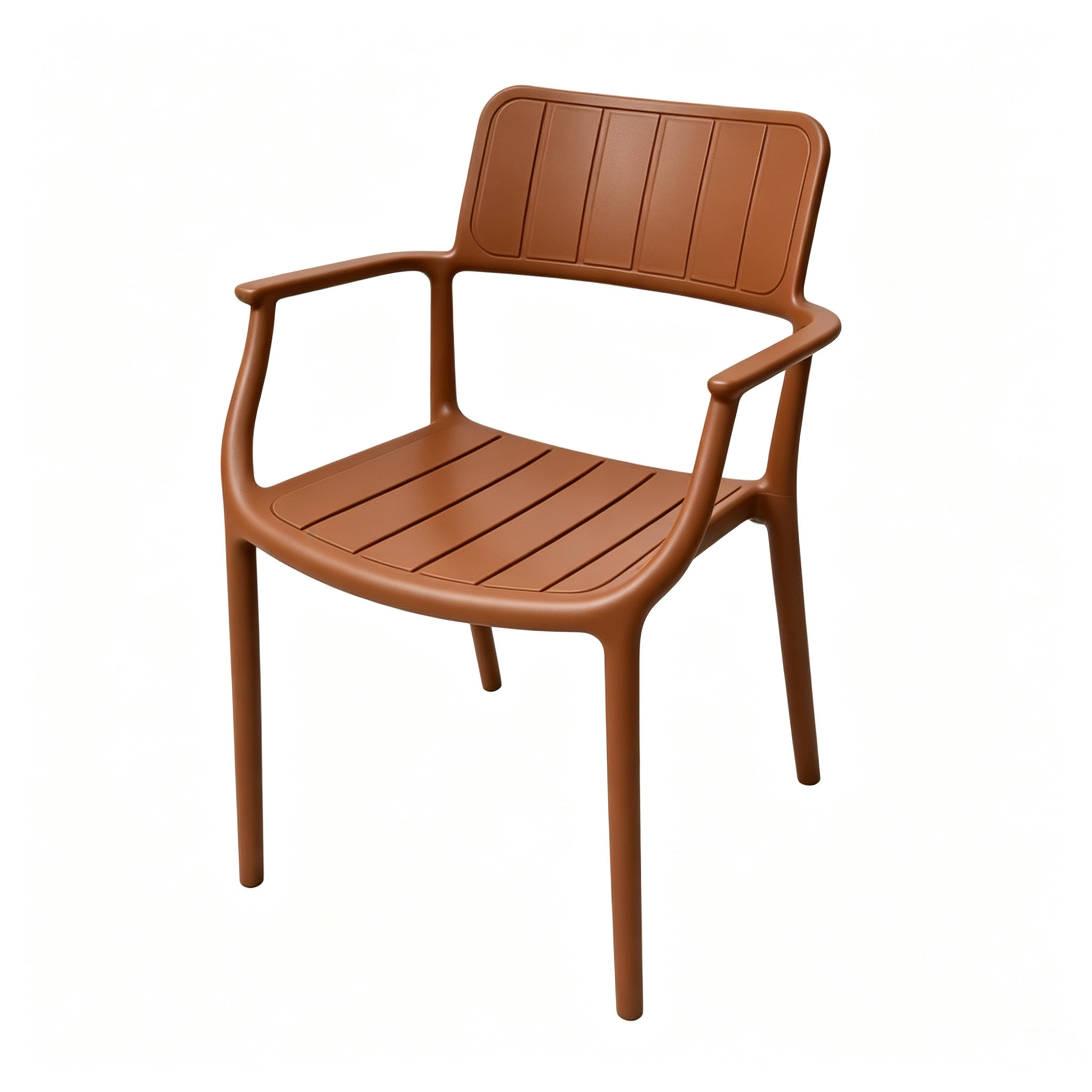 Terracotta Red Polypropylene Outdoor Armchair | Plastic Dining Chair