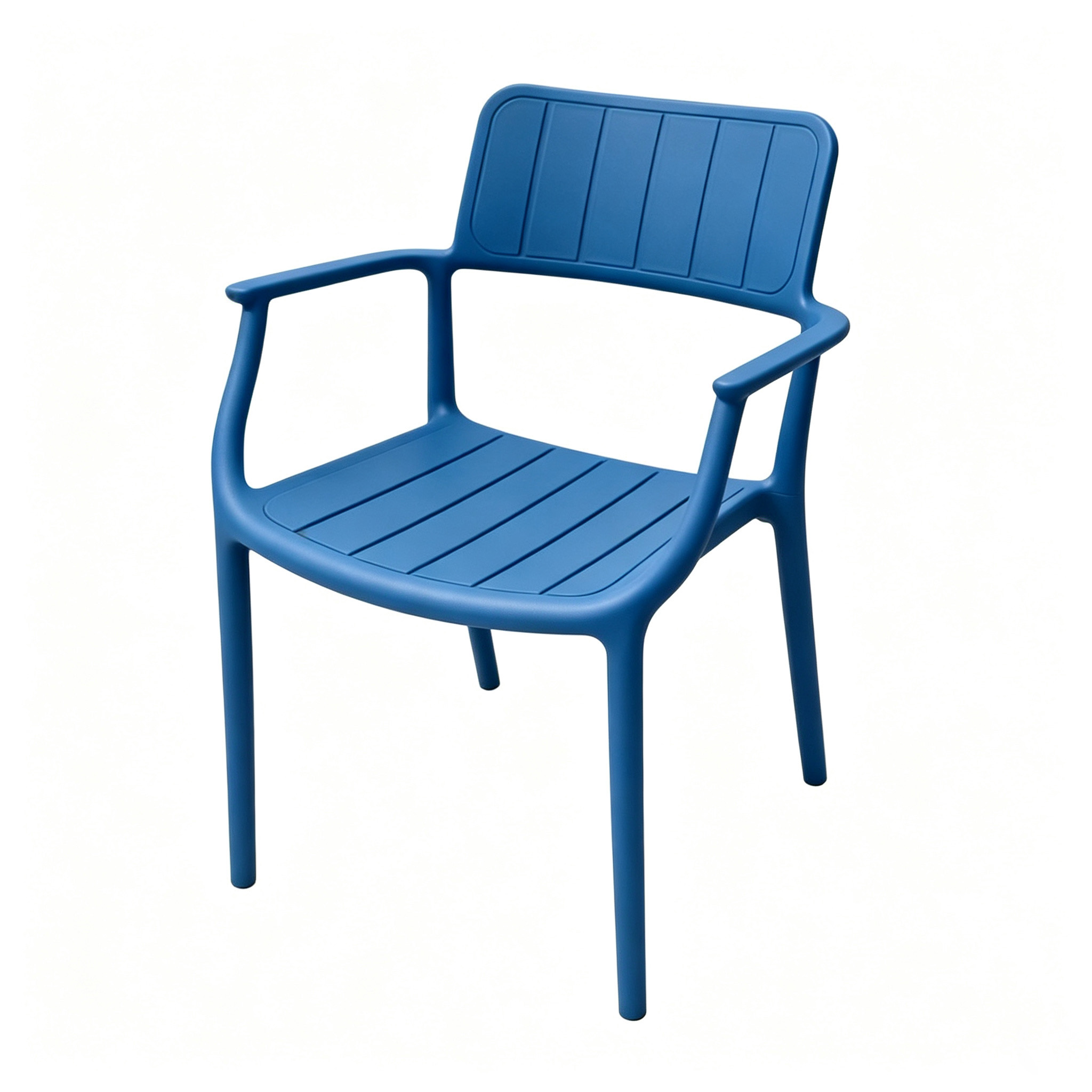 Blue Polypropylene Outdoor Armchair | Plastic Dining Chair