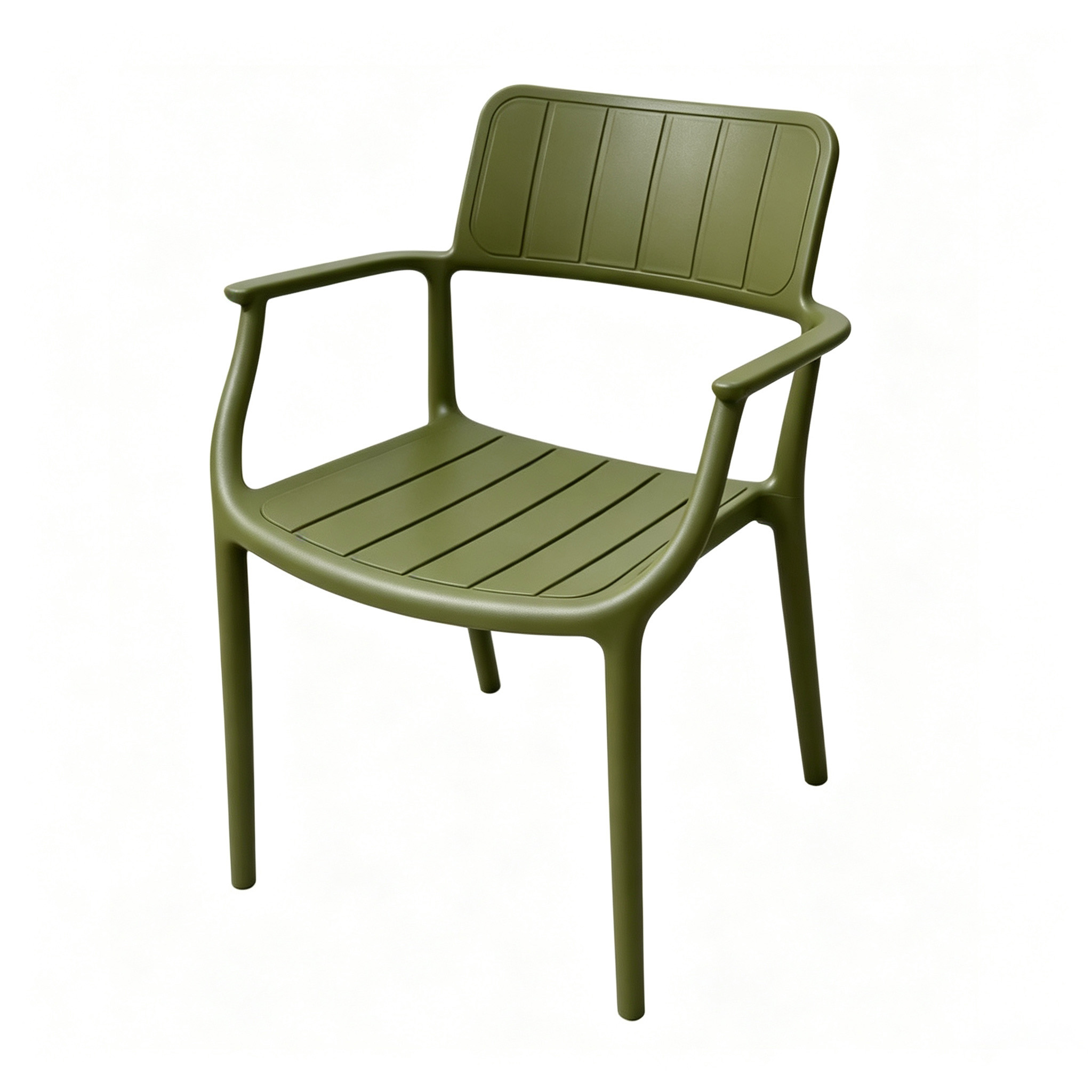 Olive Green Polypropylene Outdoor Armchair | Plastic Dining Chair